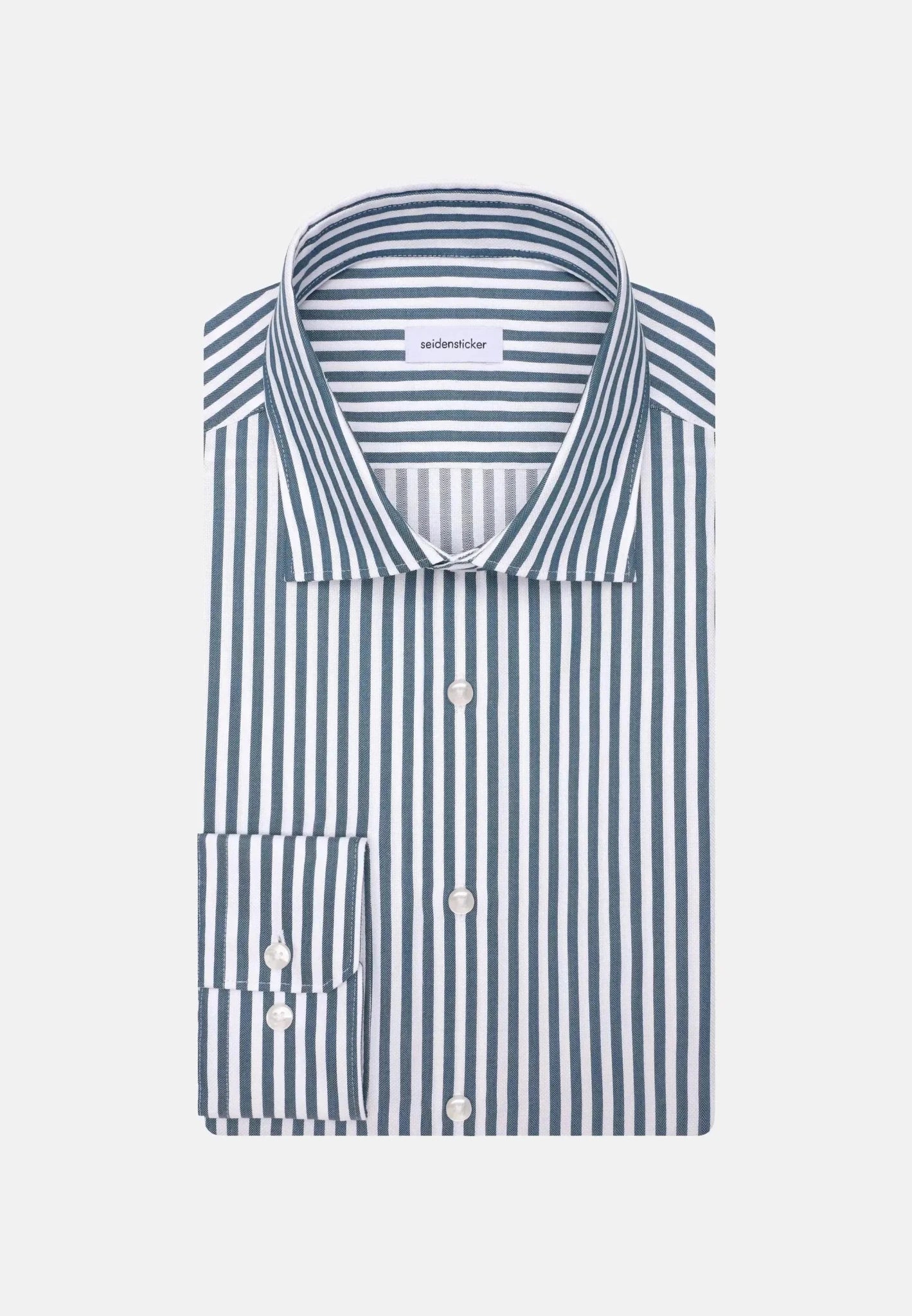 Seidensticker UK - Regular Fit No Iron New Kent Striped Business Shirt Dark Teal - 01.143550-78-38
