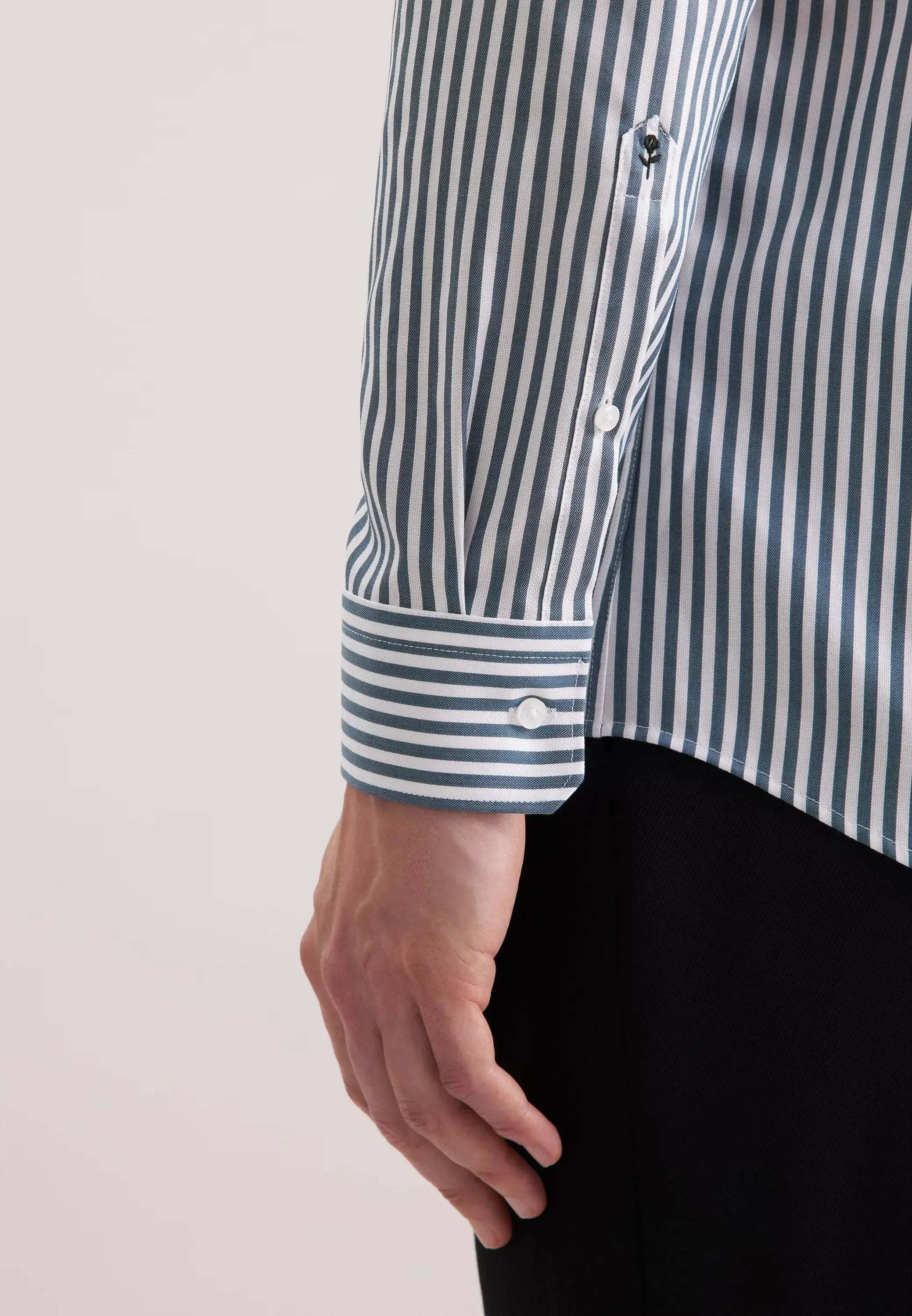 Regular Fit No Iron New Kent Striped Business Shirt Dark Teal-seidensticker uk