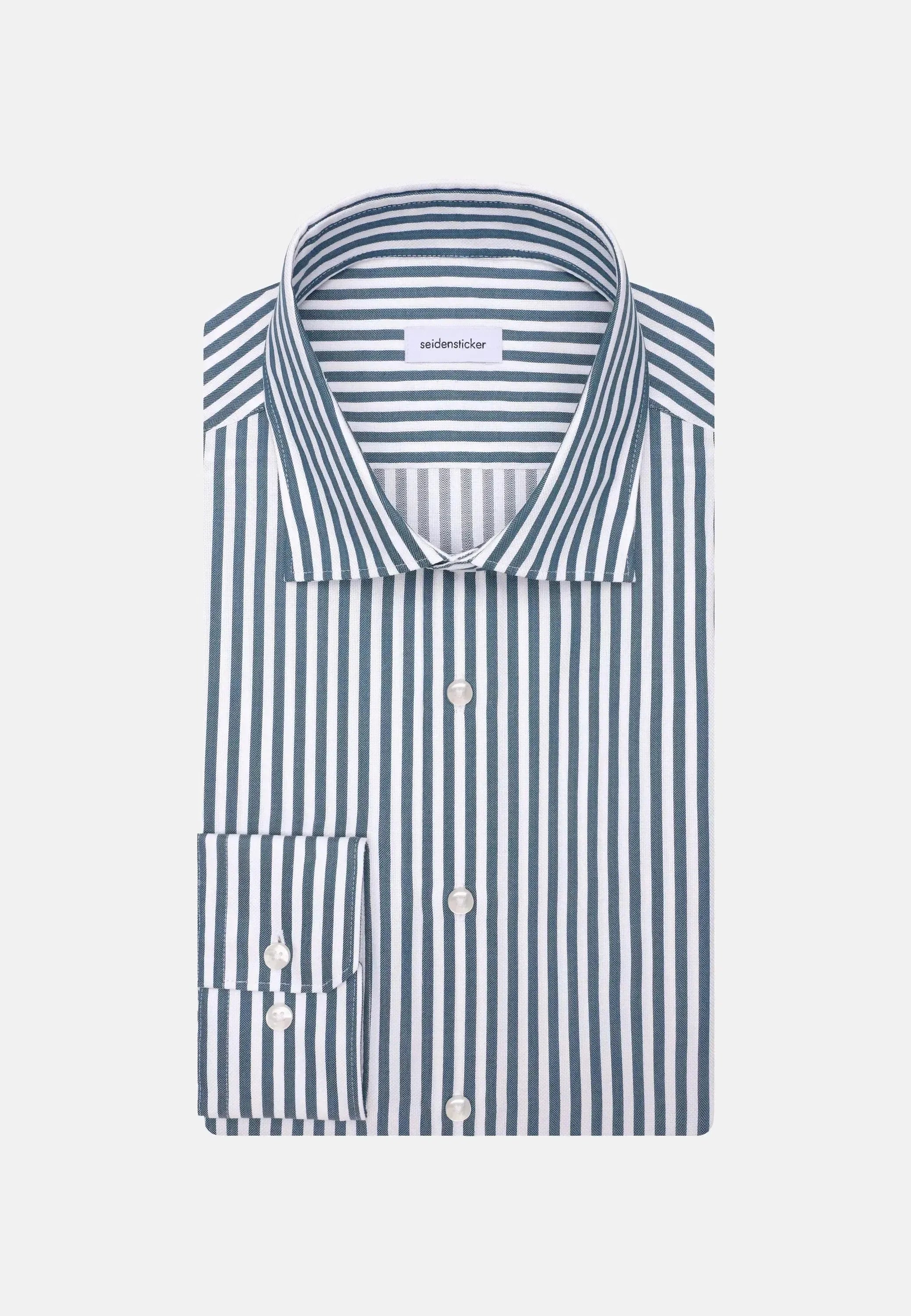 Regular Fit No Iron New Kent Striped Business Shirt Dark Teal-seidensticker uk
