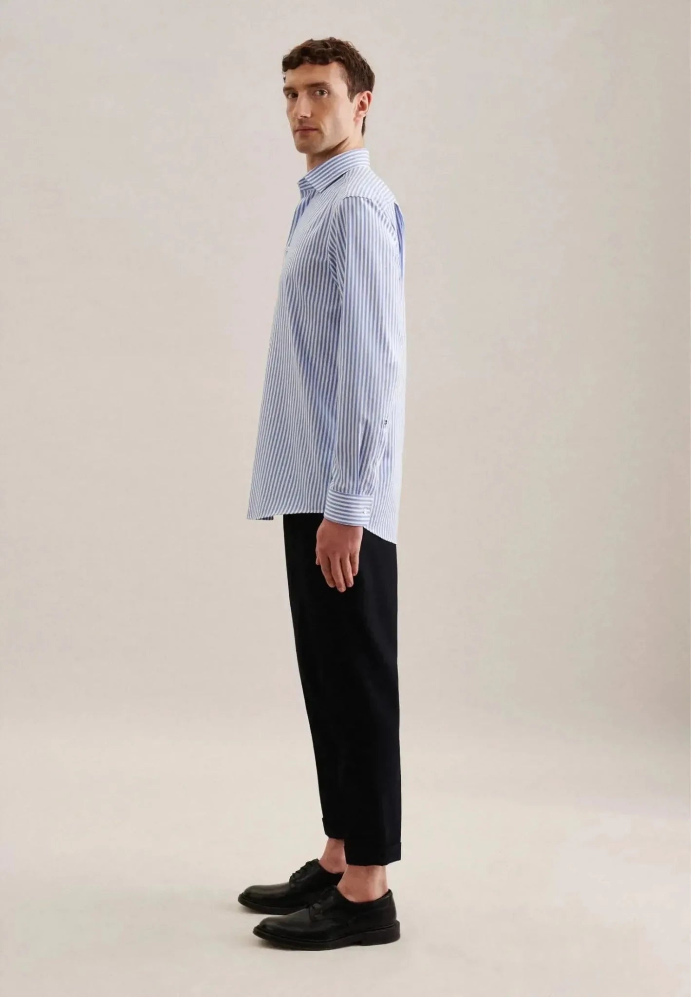 Seidensticker Regular Fit No Iron New Kent Striped Business Shirt Light Blue - 01.143550-13-38 - seidensticker.co.uk