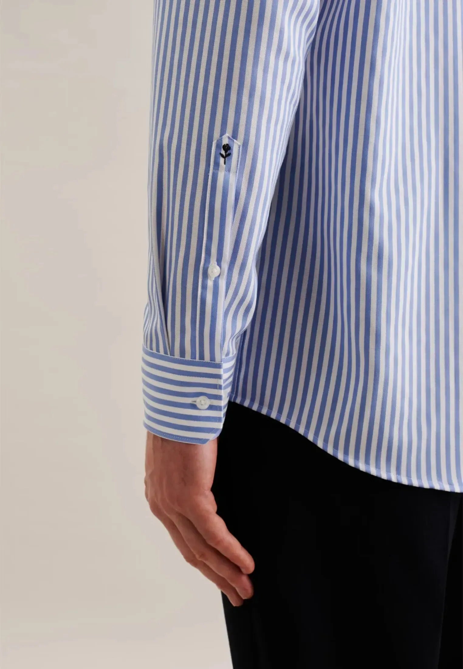 Regular Fit No Iron New Kent Striped Business Shirt Light Blue-seidensticker uk
