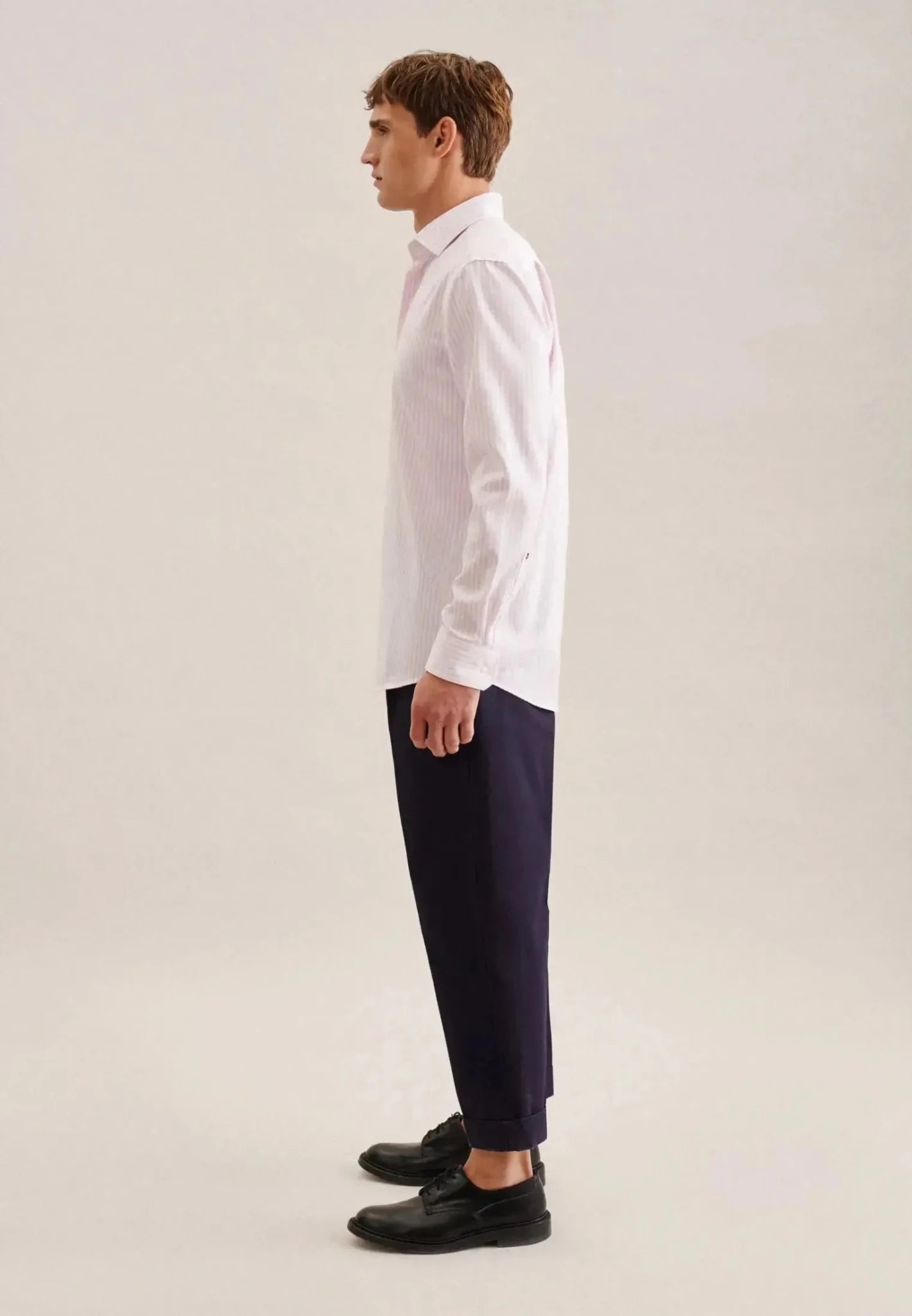 Seidensticker UK - Regular Fit No Iron New Kent Striped Business Shirt Pink - 01.143550-42-38