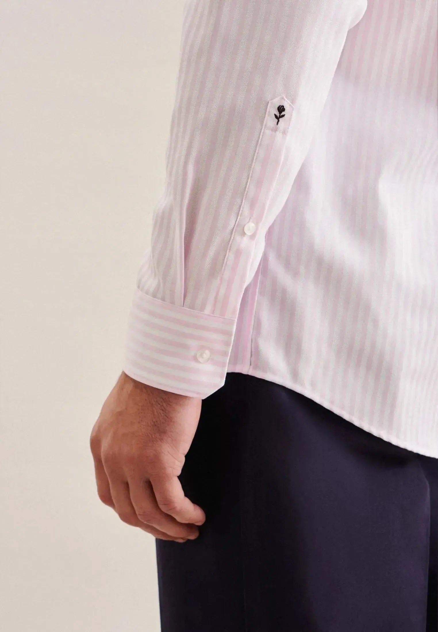 Regular Fit No Iron New Kent Striped Business Shirt Pink-seidensticker uk
