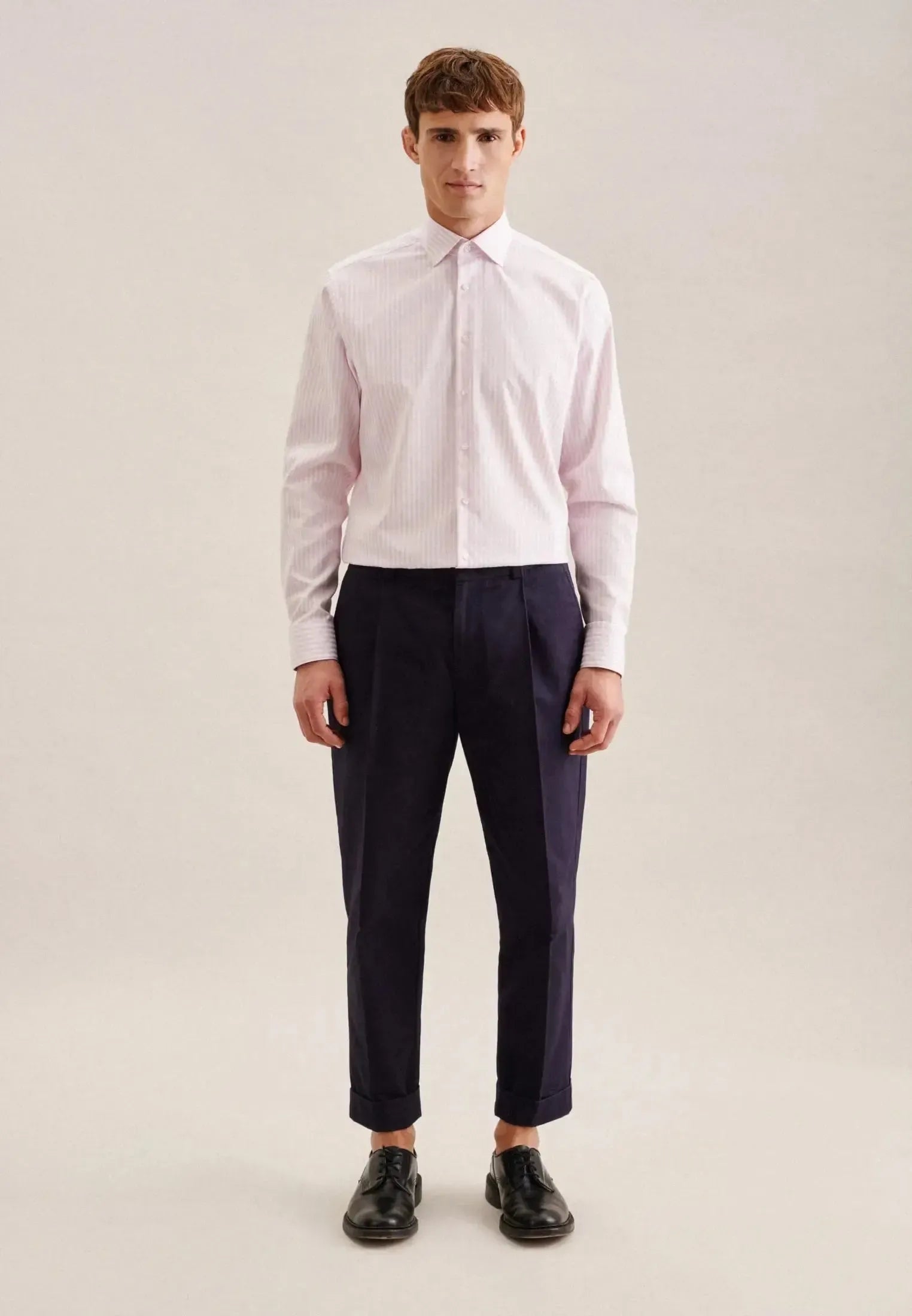 Regular Fit No Iron New Kent Striped Business Shirt Pink-seidensticker uk