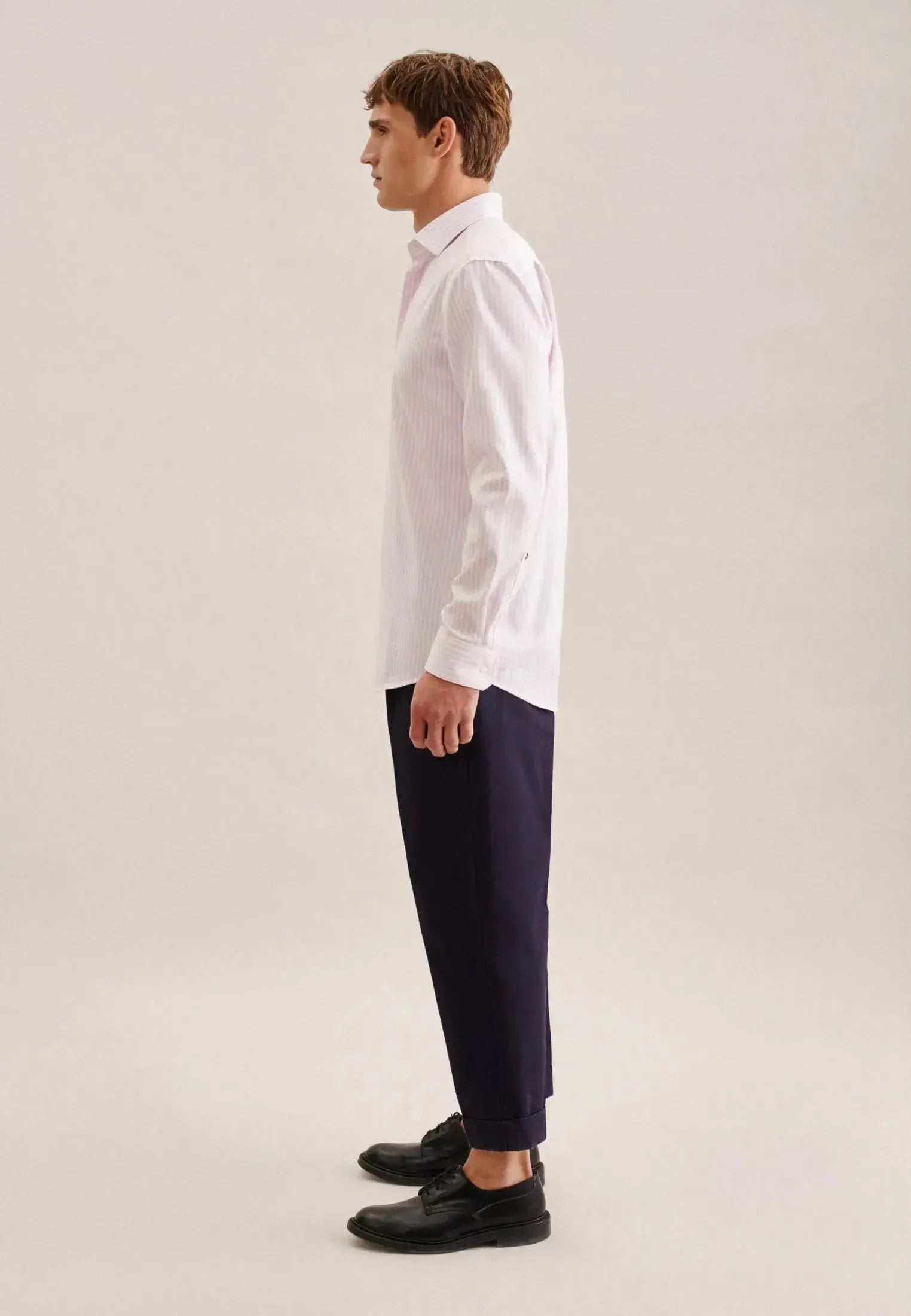 Regular Fit No Iron New Kent Striped Business Shirt Pink-seidensticker uk