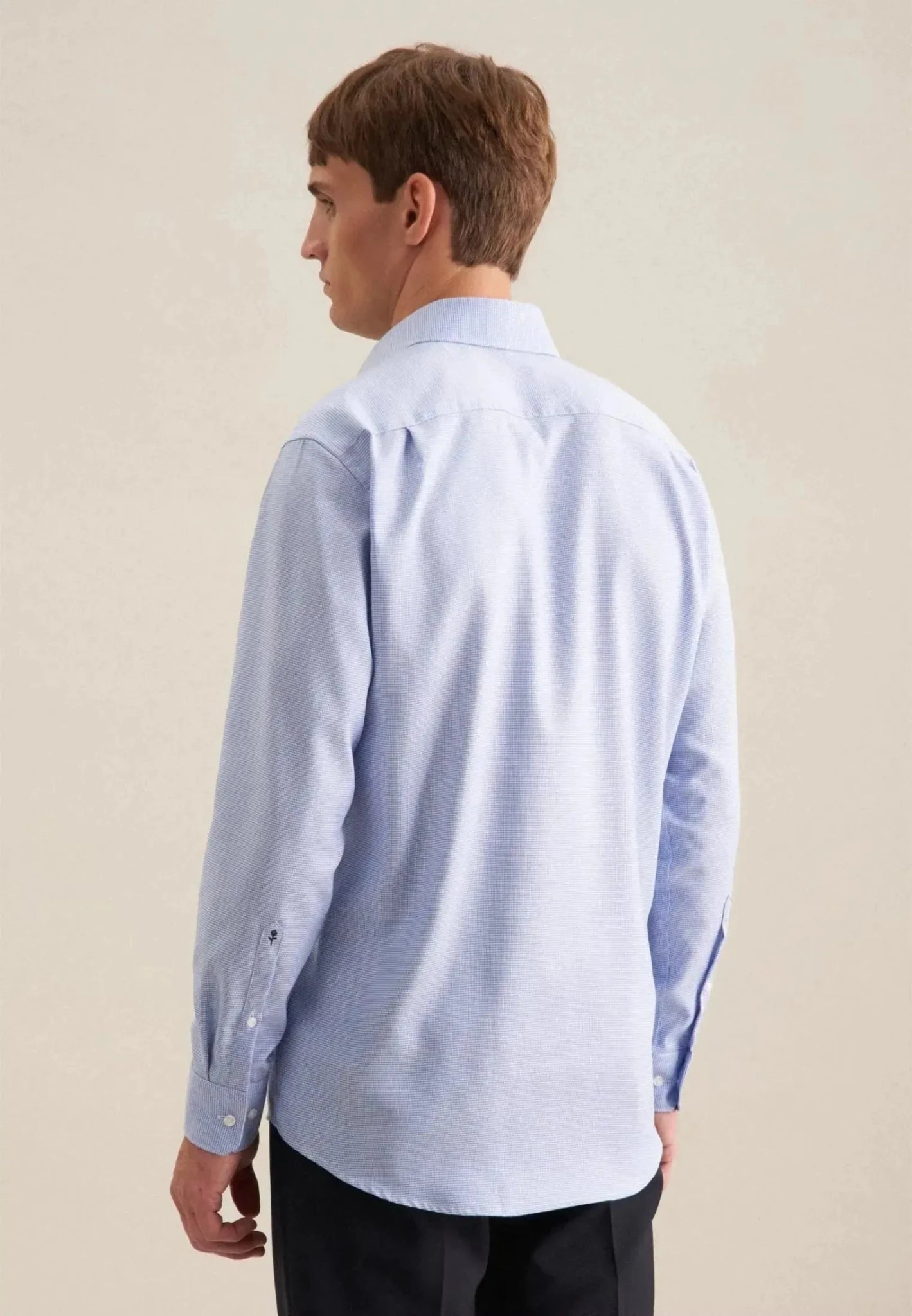 Seidensticker Regular Fit No Iron New Kent Structured Business Shirt Light Blue - 01.141960-13-38 - seidensticker.co.uk