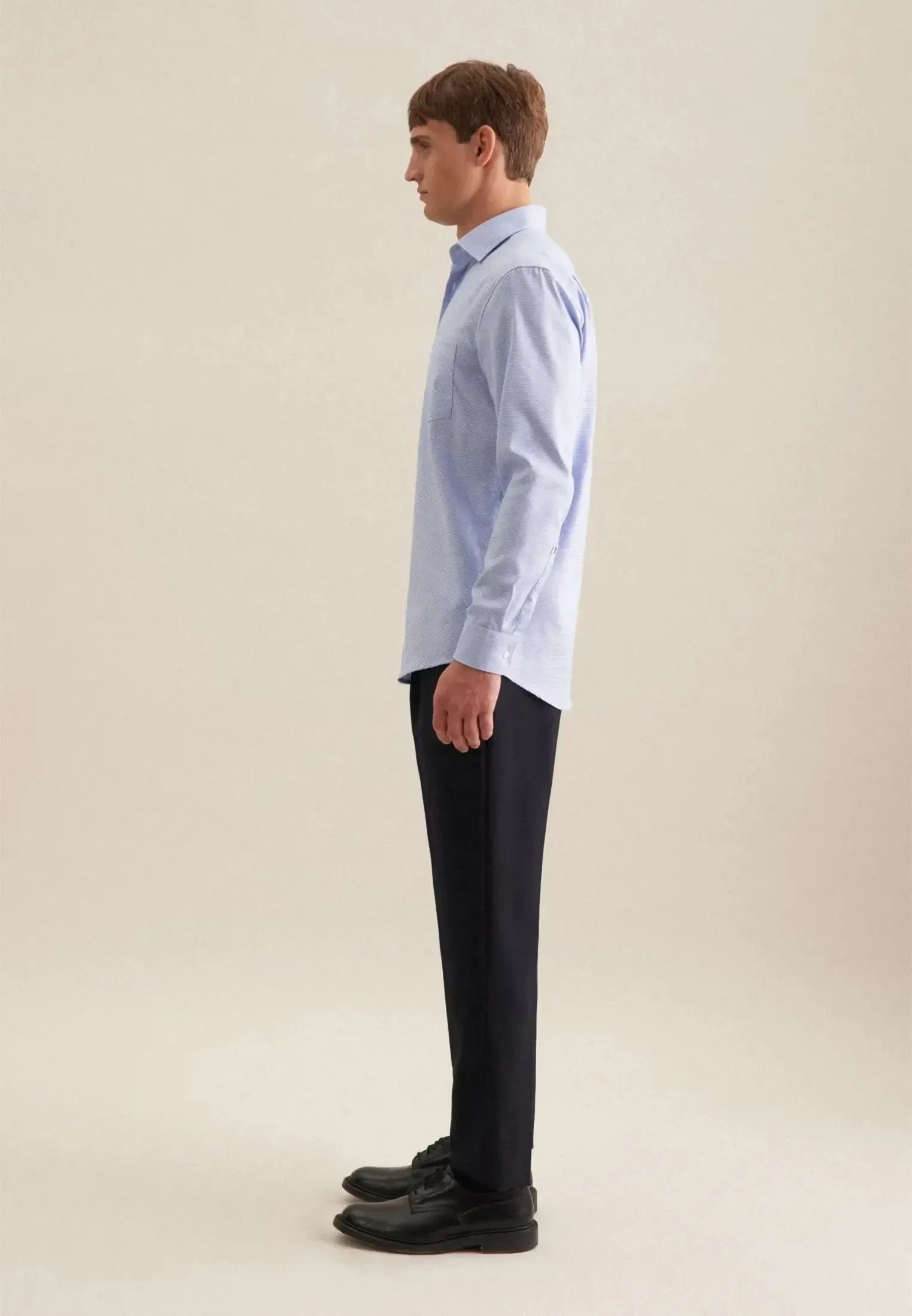 Regular Fit No Iron New Kent Structured Business Shirt Light Blue-seidensticker uk