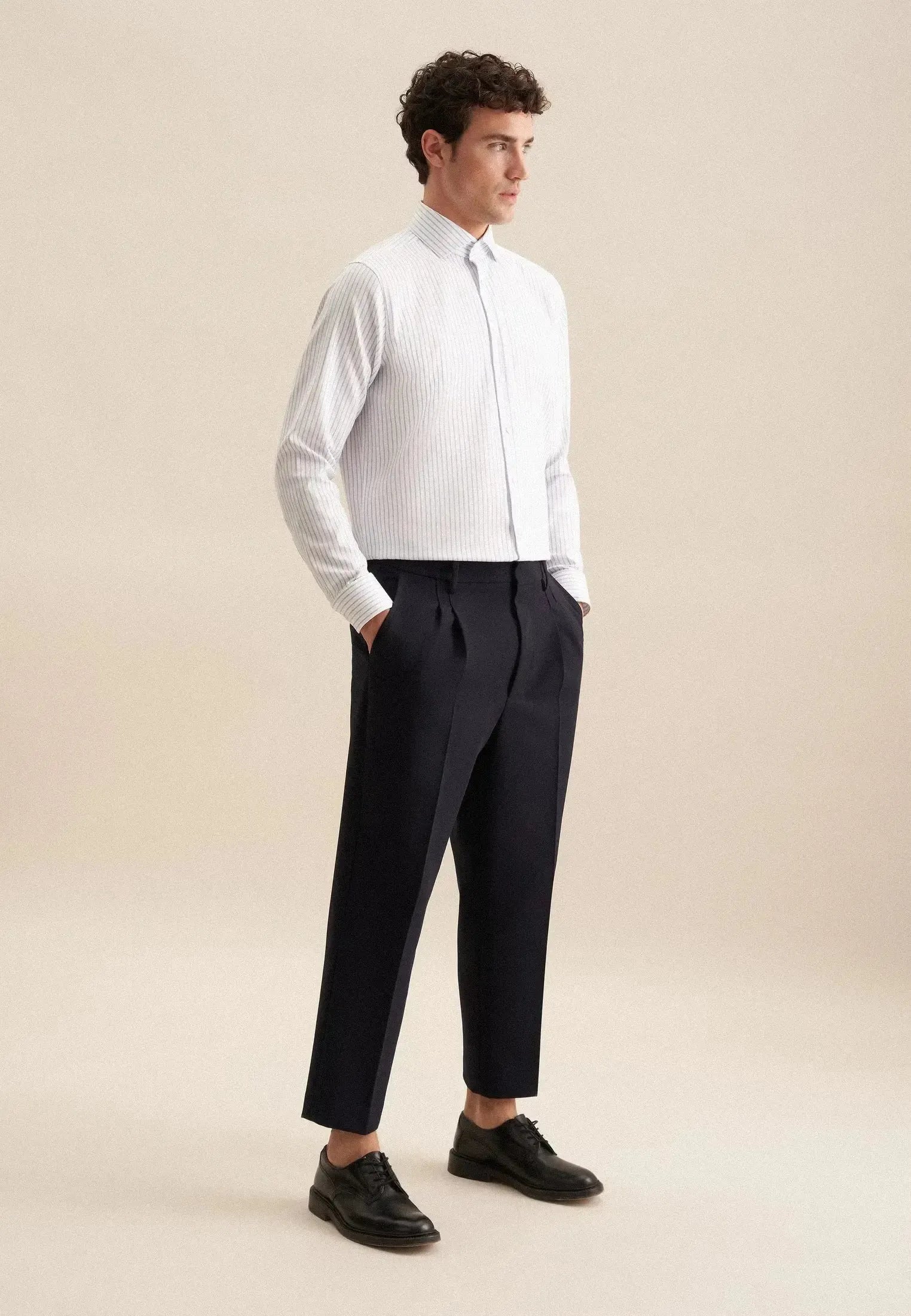 Regular Fit No Iron Spread Kent Striped Business Shirt Light Blue-seidensticker uk
