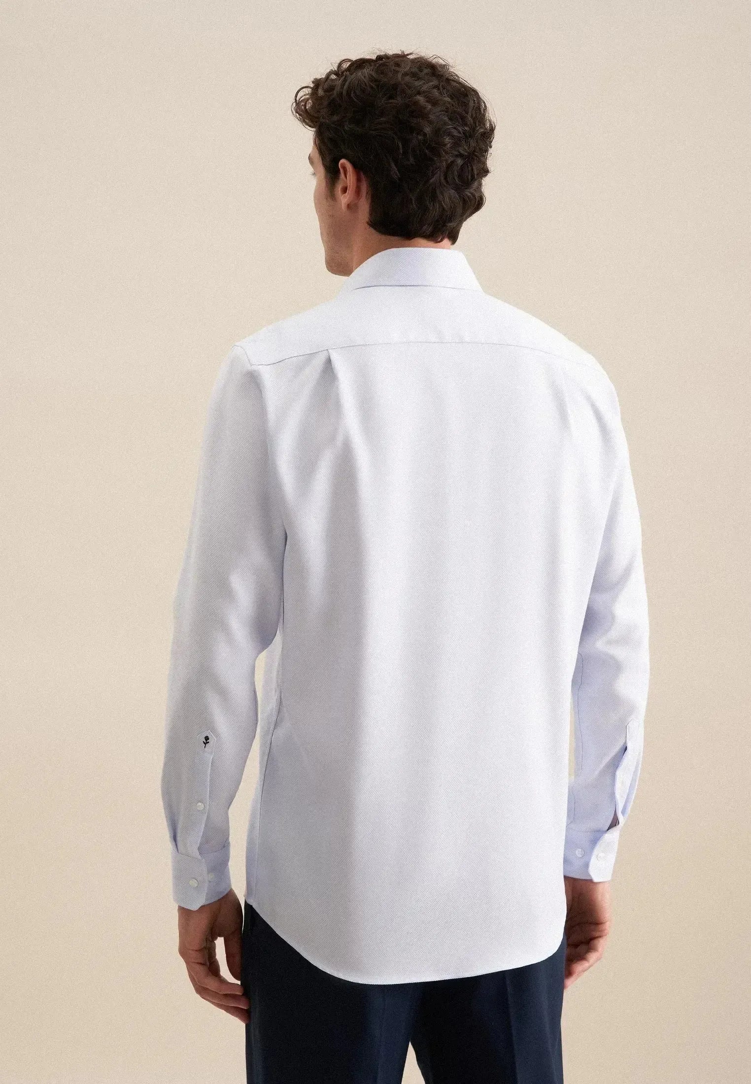 Regular Fit No Iron Spread Kent Structured Business Shirt Light Blue-seidensticker uk
