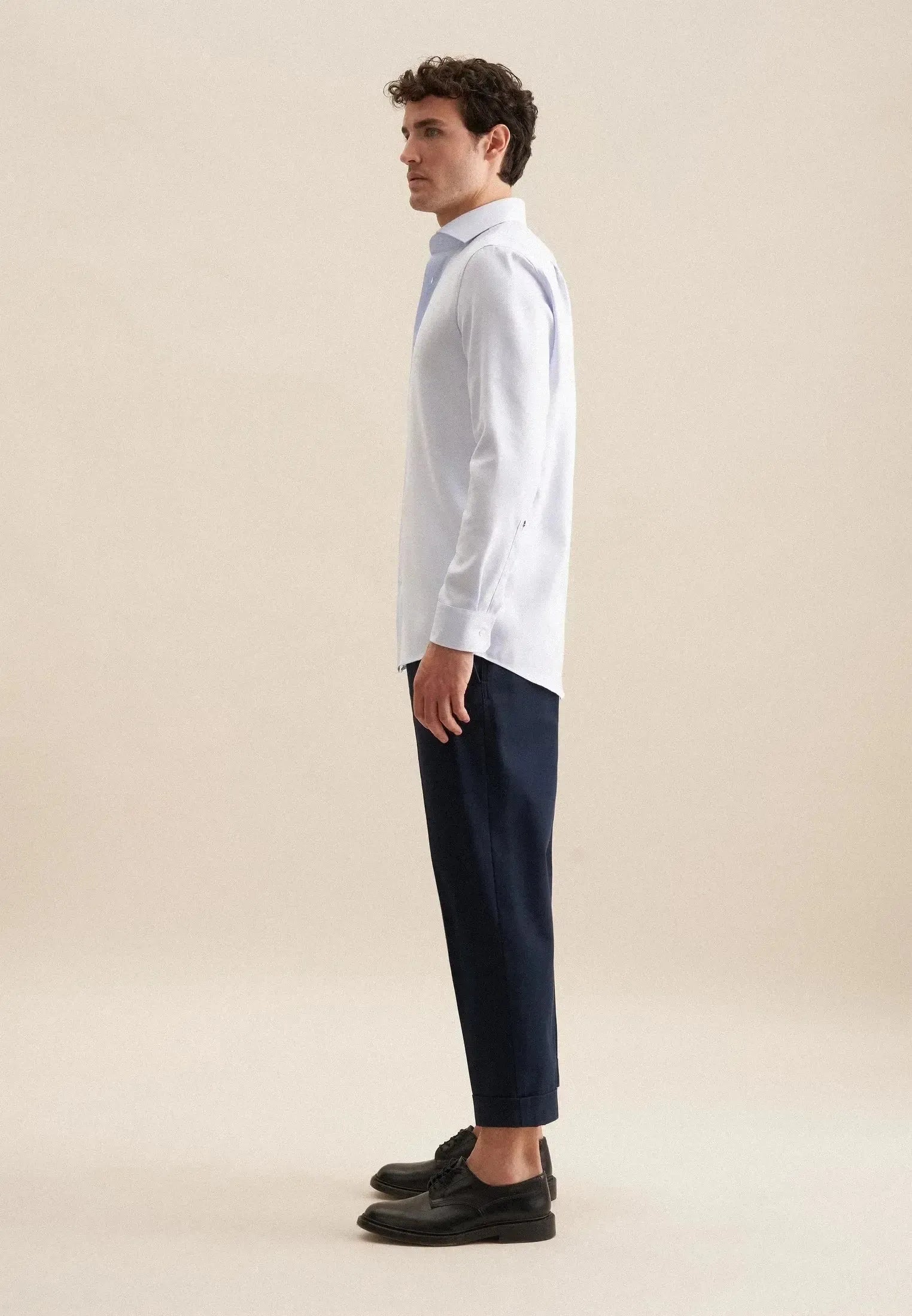 Regular Fit No Iron Spread Kent Structured Business Shirt Light Blue-seidensticker uk