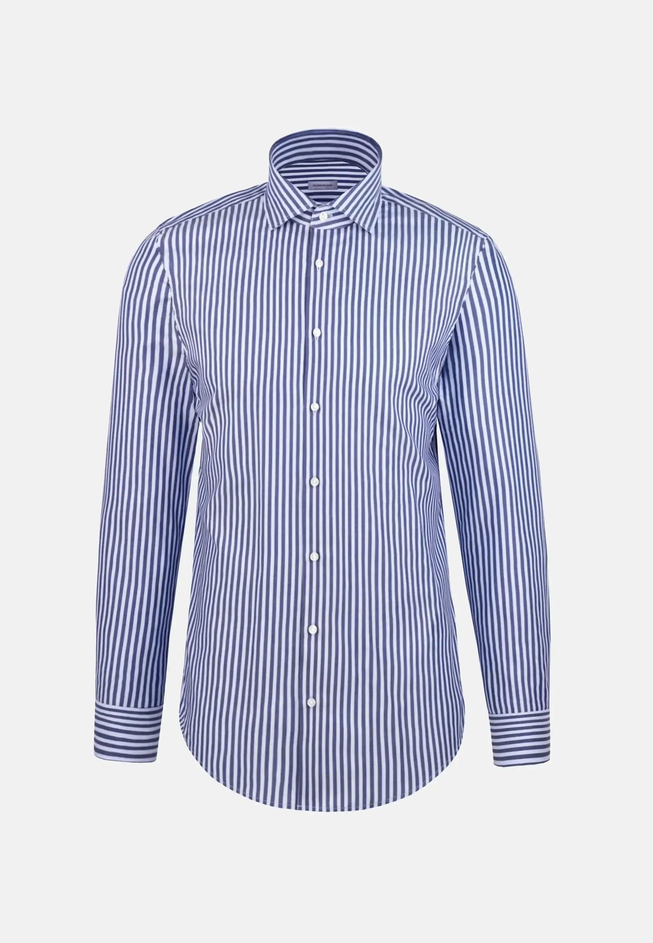 Regular Fit No Iron Spread Kent Structured Stripe Business Shirt Dark Blue-seidensticker uk