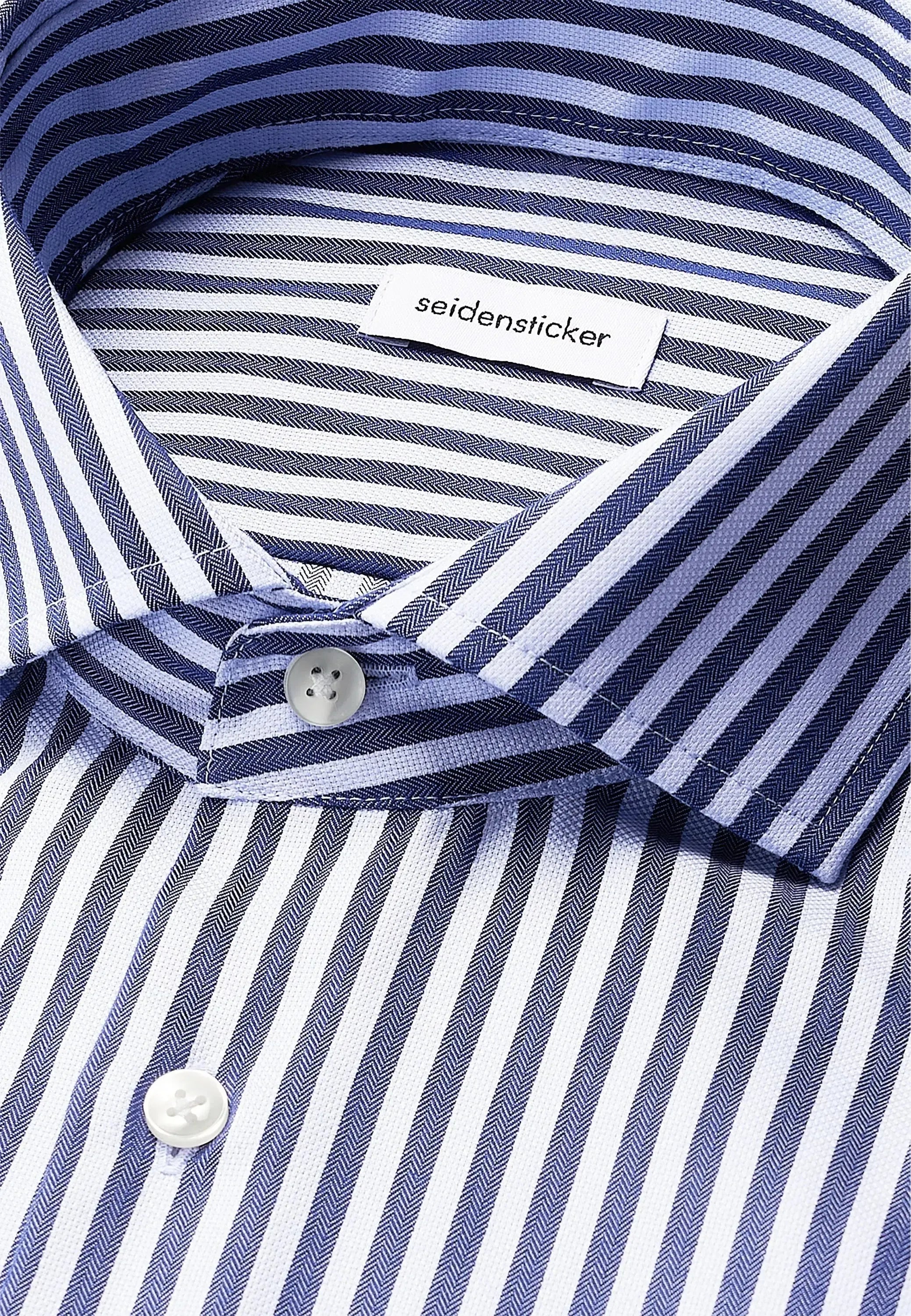 Regular Fit No Iron Spread Kent Structured Stripe Business Shirt Dark Blue-seidensticker uk