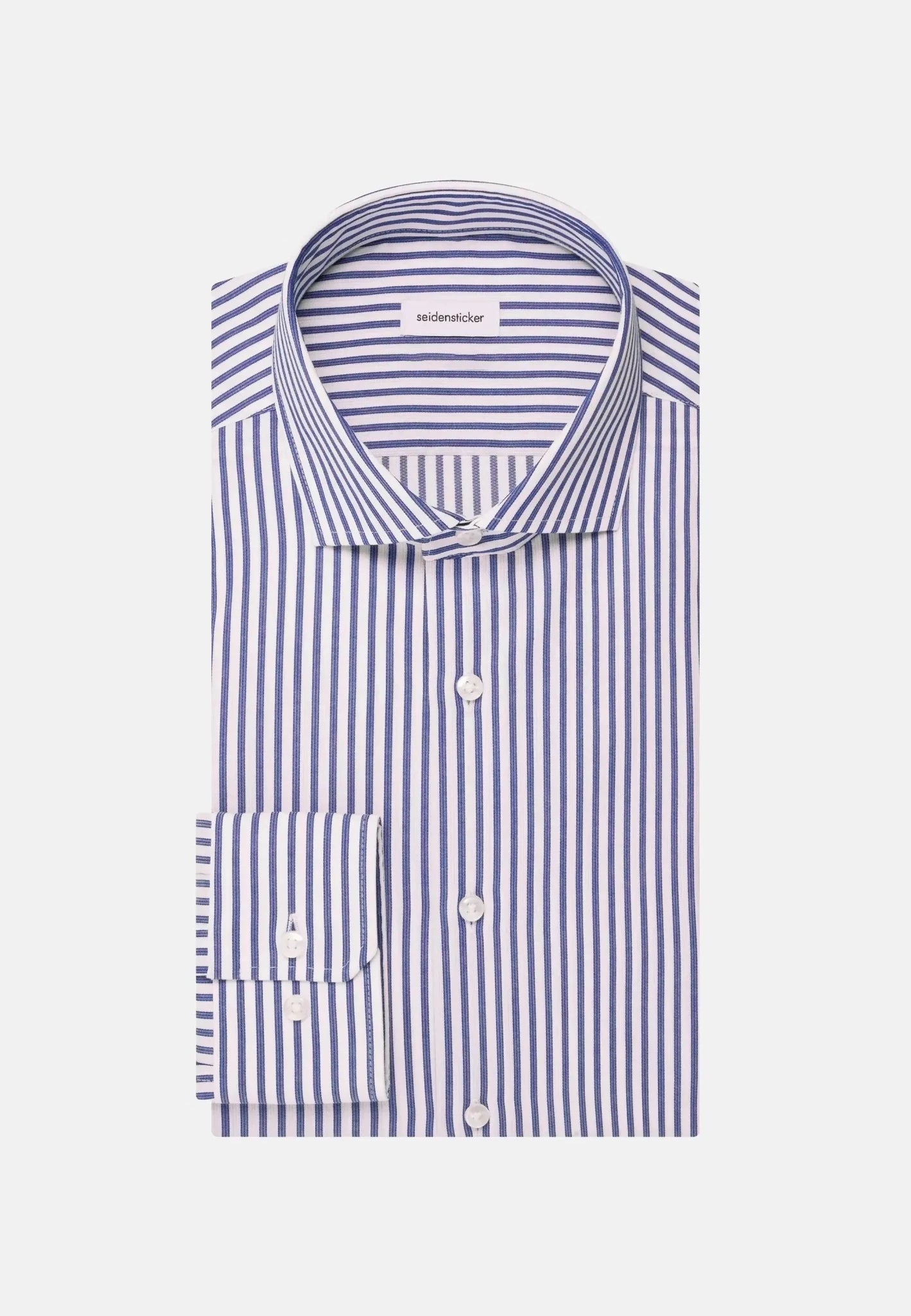 Seidensticker Regular Fit No Iron Spread Kent Structured Stripe Business Shirt Mid Blue - 01.146167-15-38 - seidensticker.co.uk