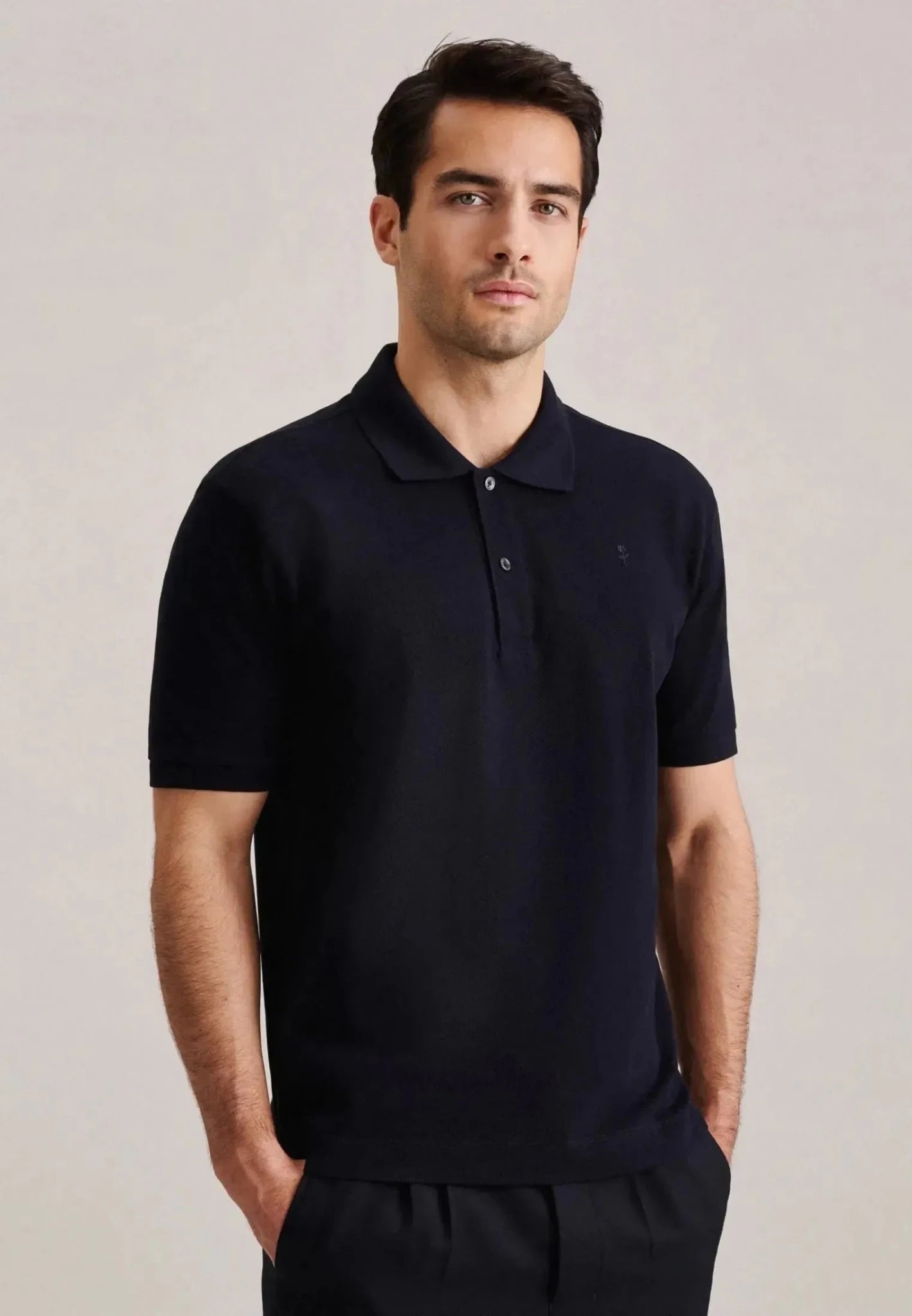 Seidensticker UK - Regular Fit Pique Polo Shirt Dark Blue - 01.199530-19-S