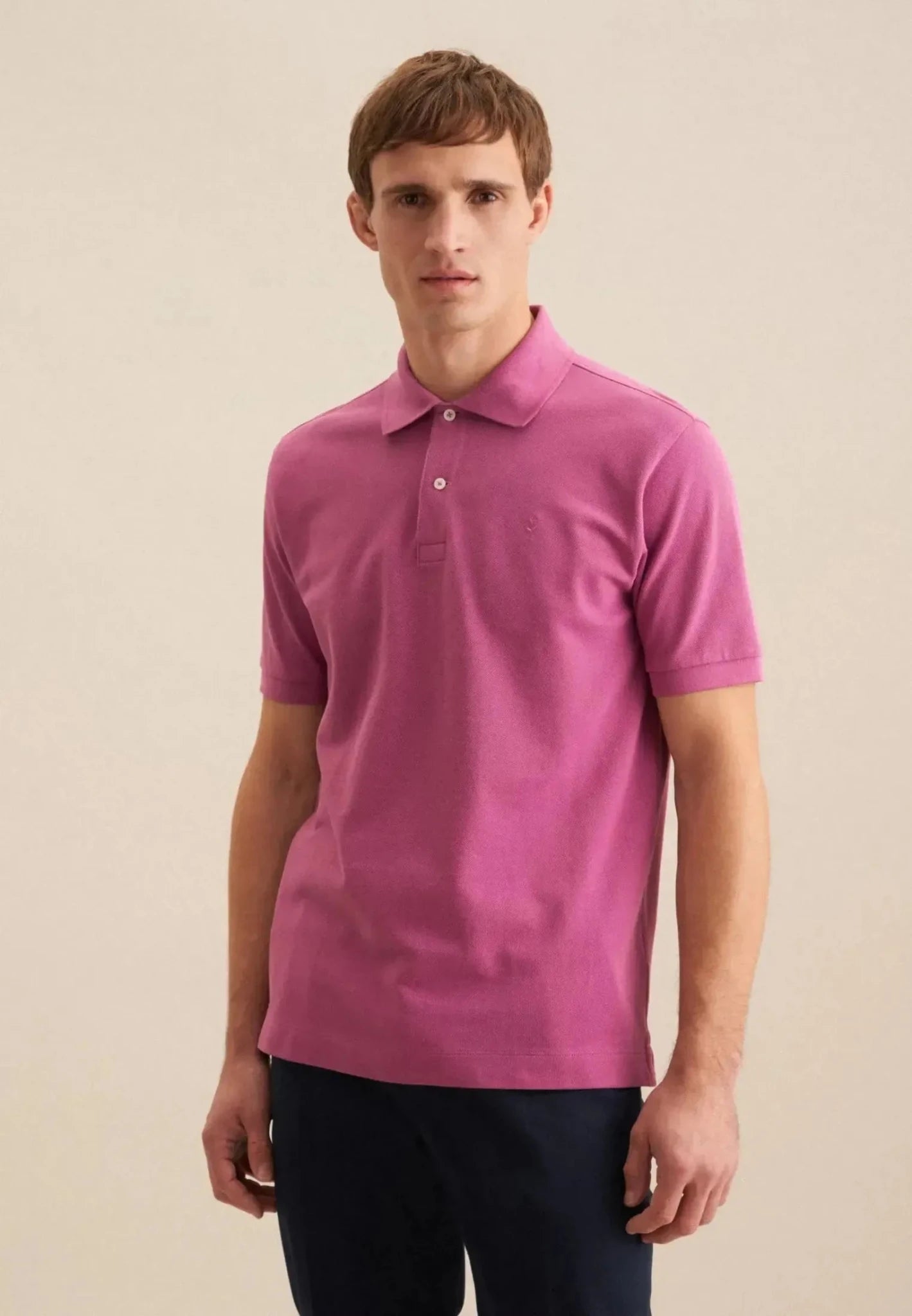 Seidensticker UK - Regular Fit Pique Polo Shirt Dark Pink - 01.199530-93-S