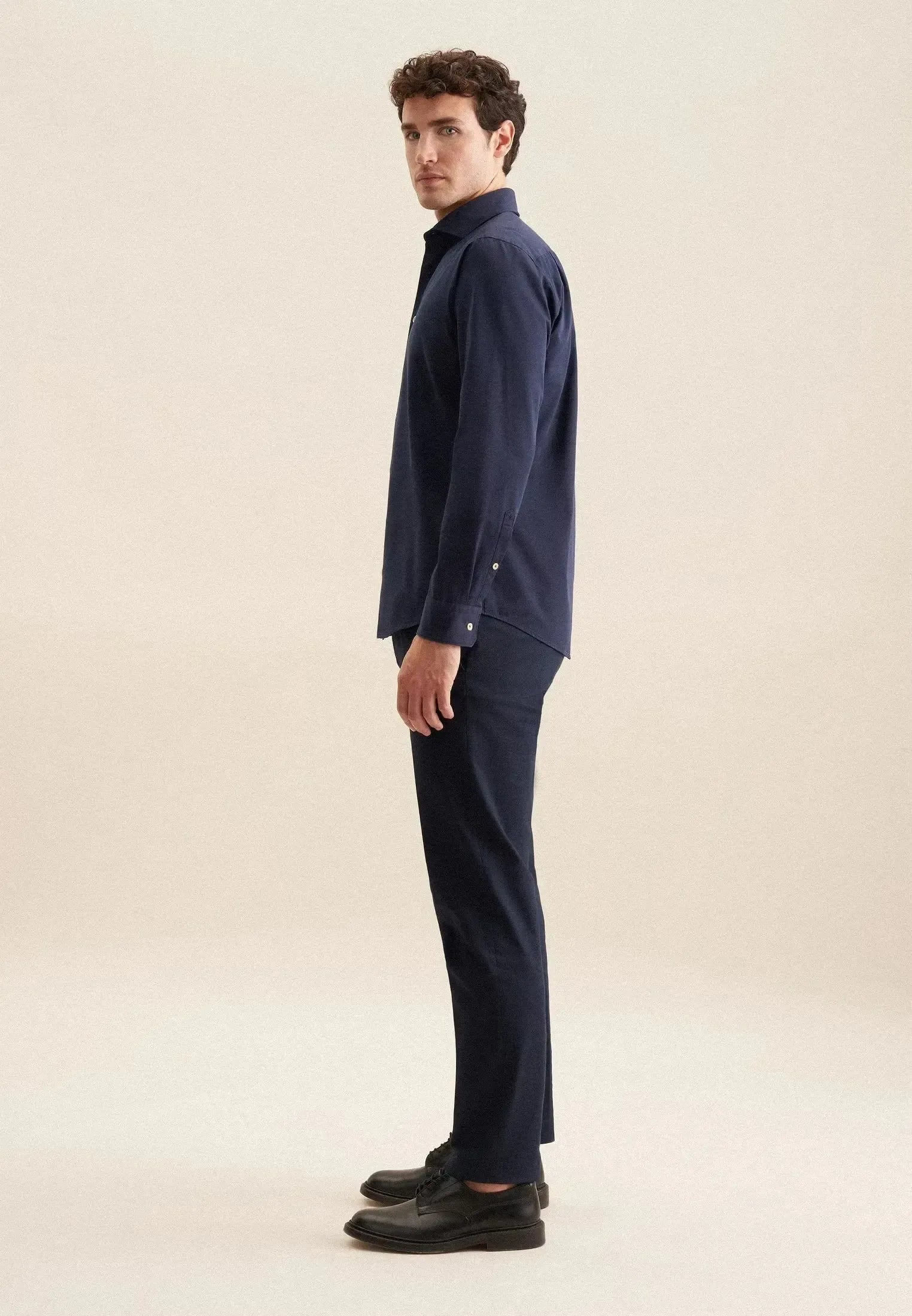 Regular Fit Spread Kent Casual Shirt Dark Blue-seidensticker uk