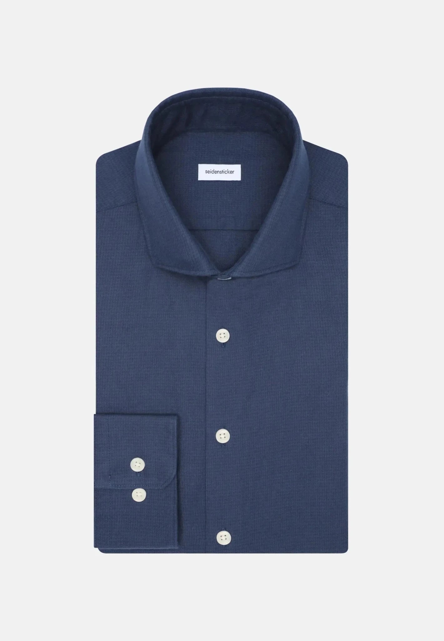 Seidensticker Regular Fit Spread Kent Pepita Flannel Shirt Dark Blue - 01.845572-18-38 - seidensticker.co.uk