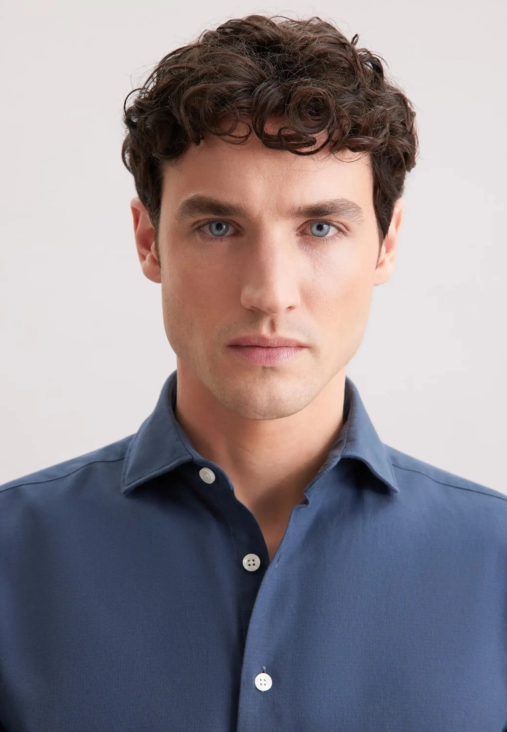 Regular Fit Spread Kent Pepita Flannel Shirt Dark Blue-seidensticker uk