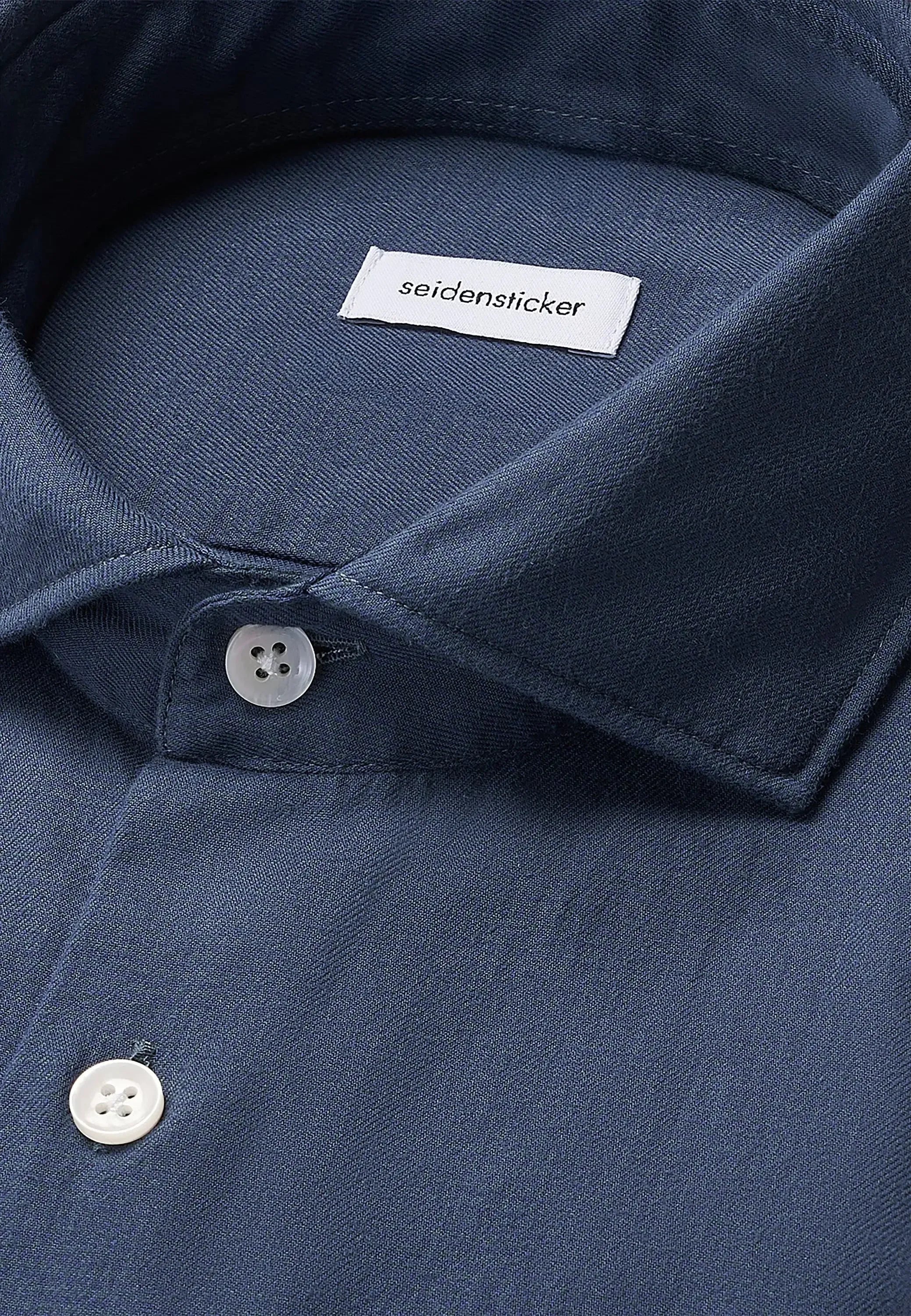 Regular Fit Spread Kent Pepita Flannel Shirt Dark Blue-seidensticker uk