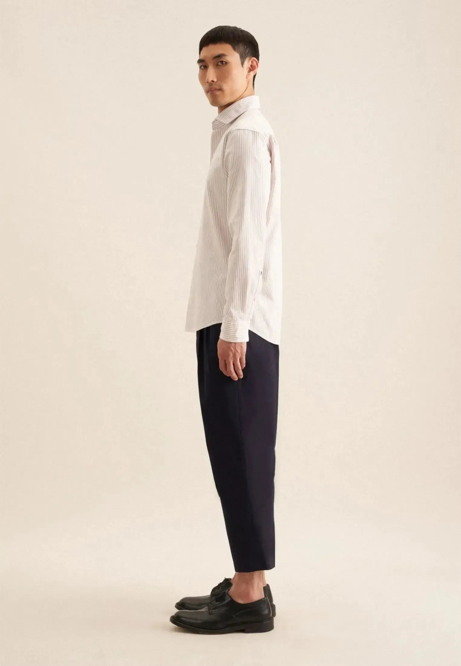 Regular Fit Spread Kent Striped Casual Shirt Beige-seidensticker uk