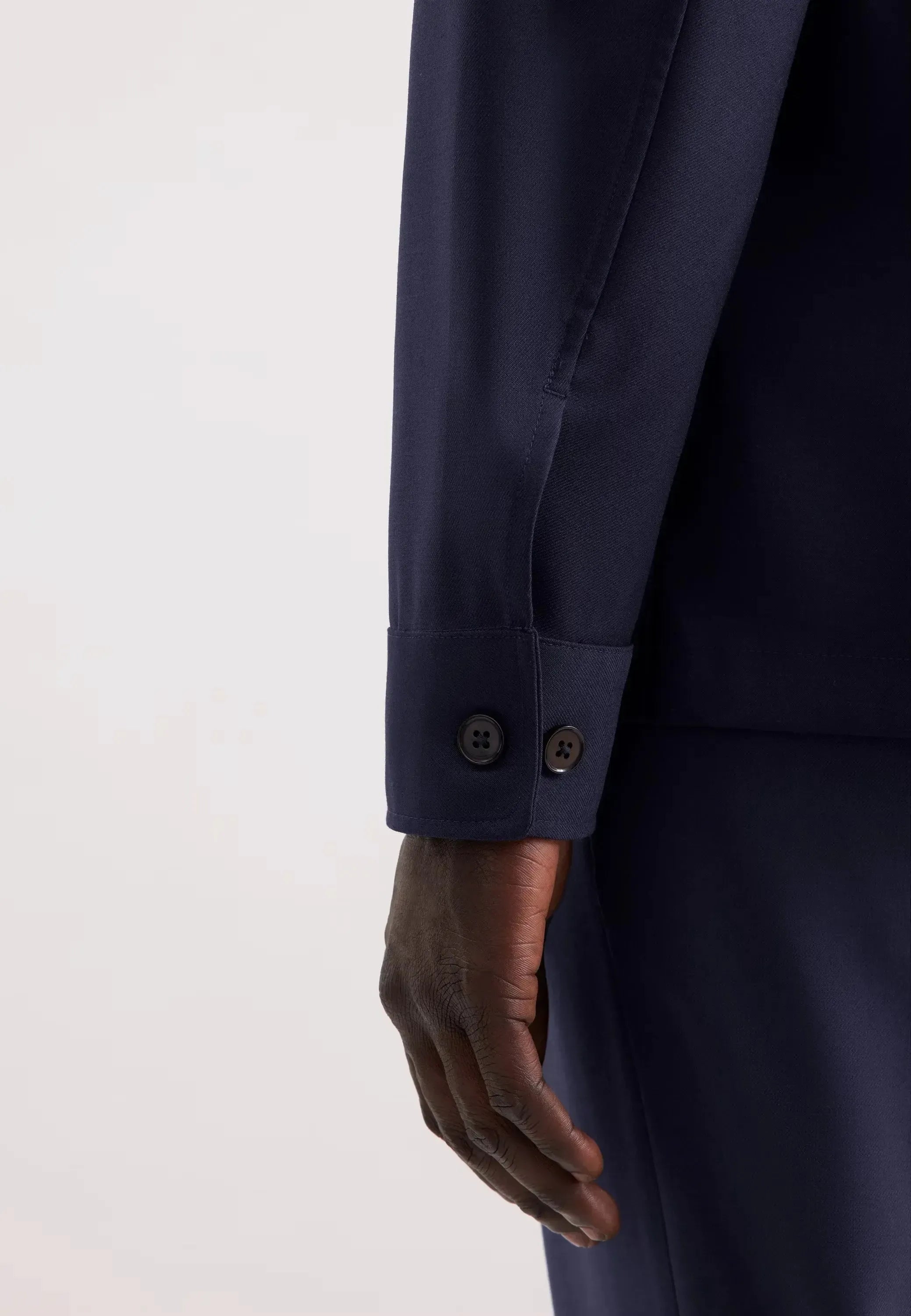 Regular Fit Wool Mix Casual Lapel Overshirt Dark Blue-seidensticker uk