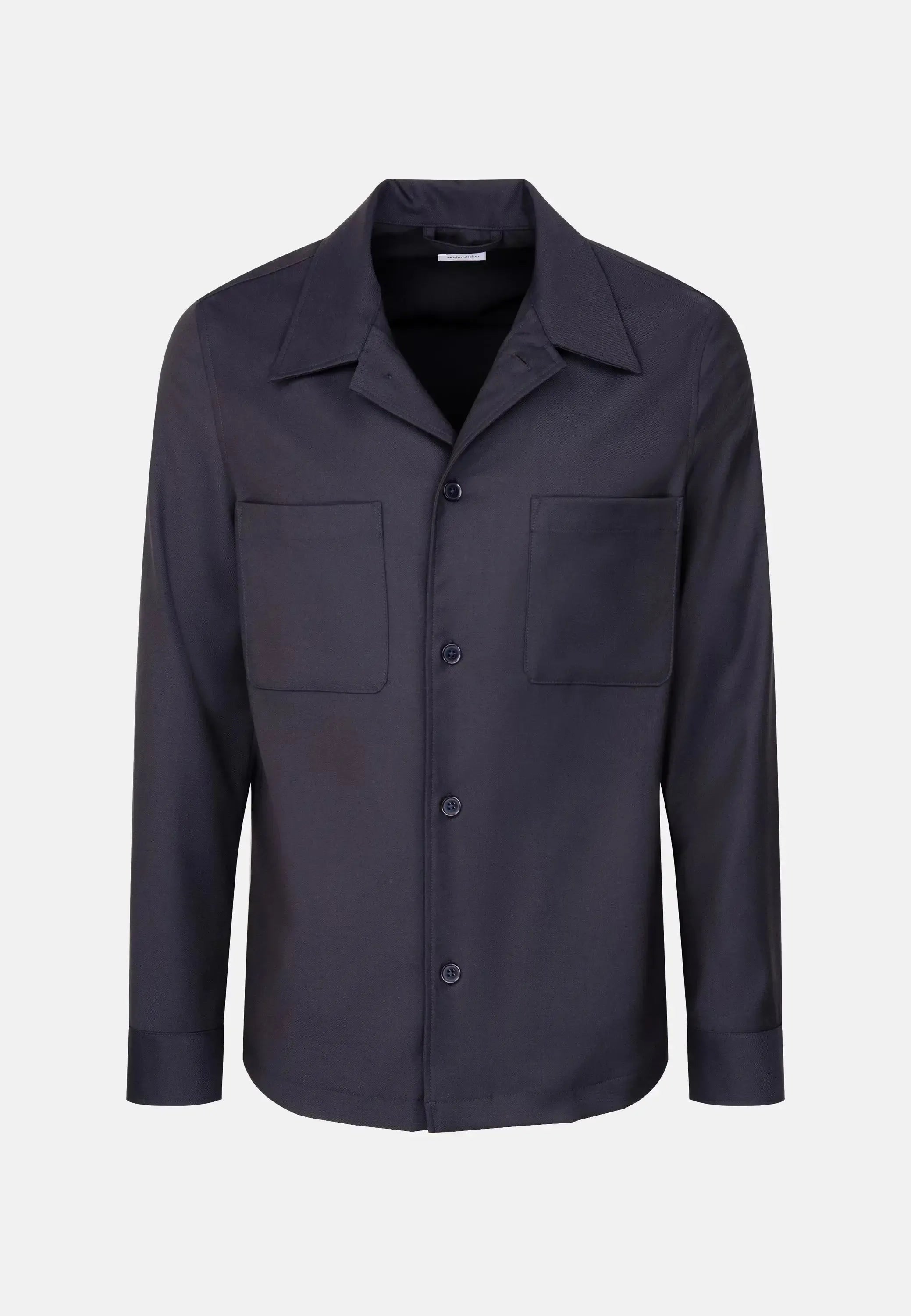 Regular Fit Wool Mix Casual Lapel Overshirt Dark Blue-seidensticker uk