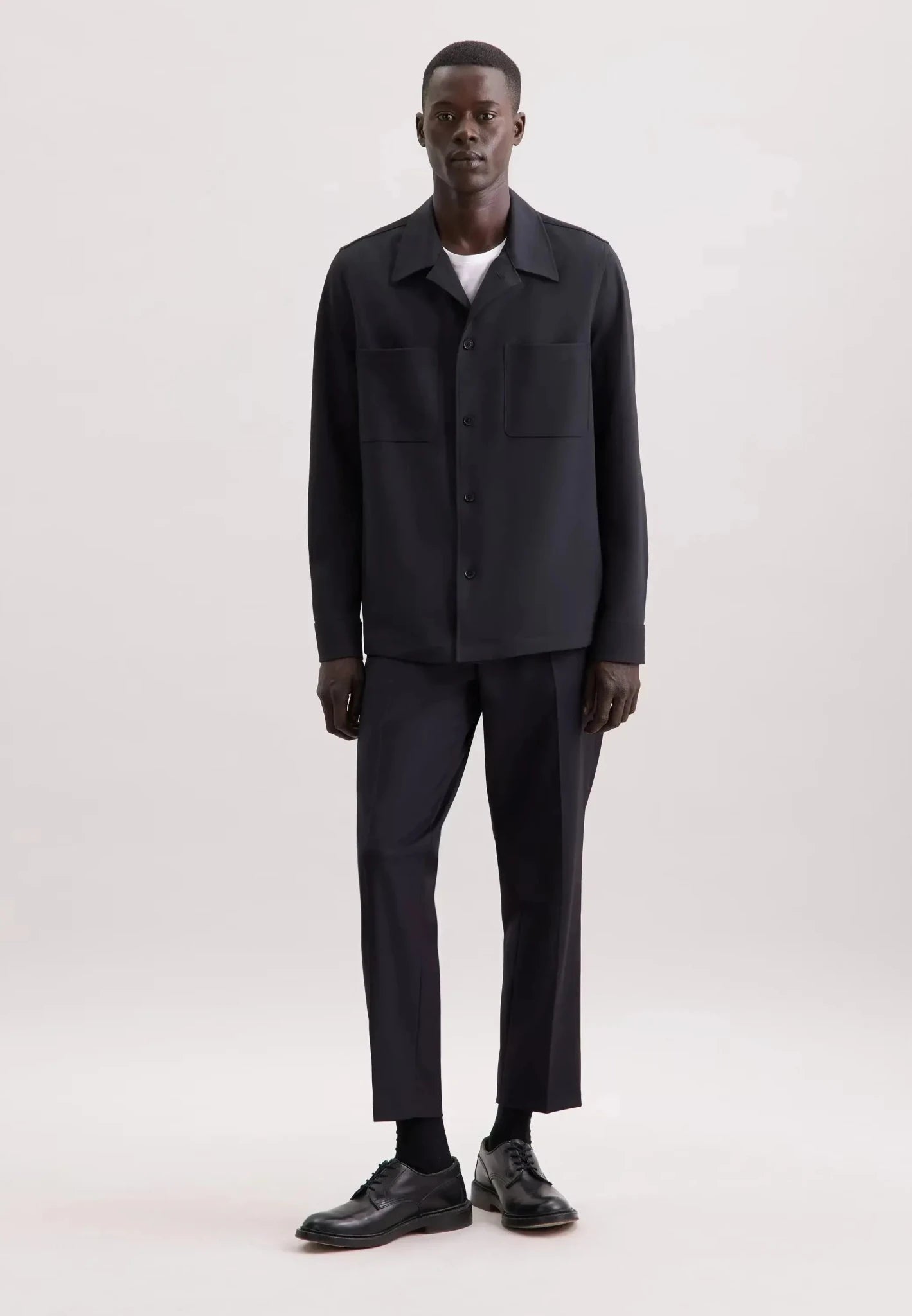 Seidensticker Regular Fit Wool Mix Casual Lapel Overshirt Grey - 01.849002-37-S - seidensticker.co.uk