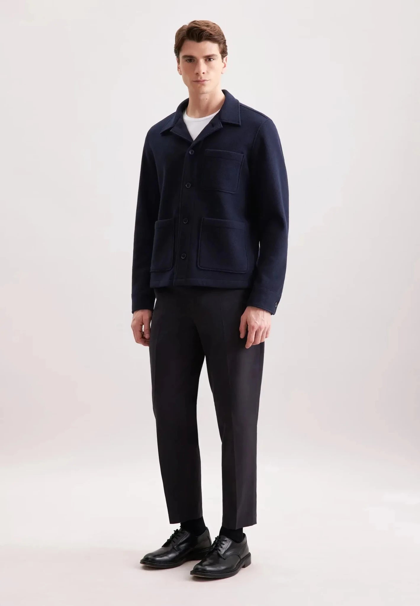 Seidensticker Regular Fit Wool Mix Casual Overshirt Dark Blue - 01.845693-19-S - seidensticker.co.uk