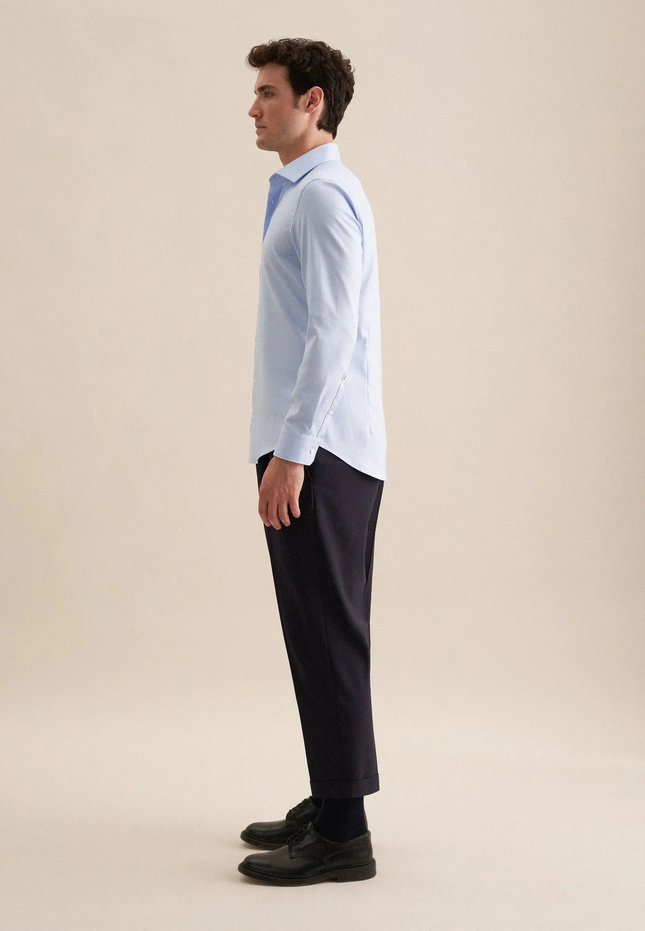 Shaped Fit Easy Iron Kent Collar Business Shirt Light Blue-seidensticker uk