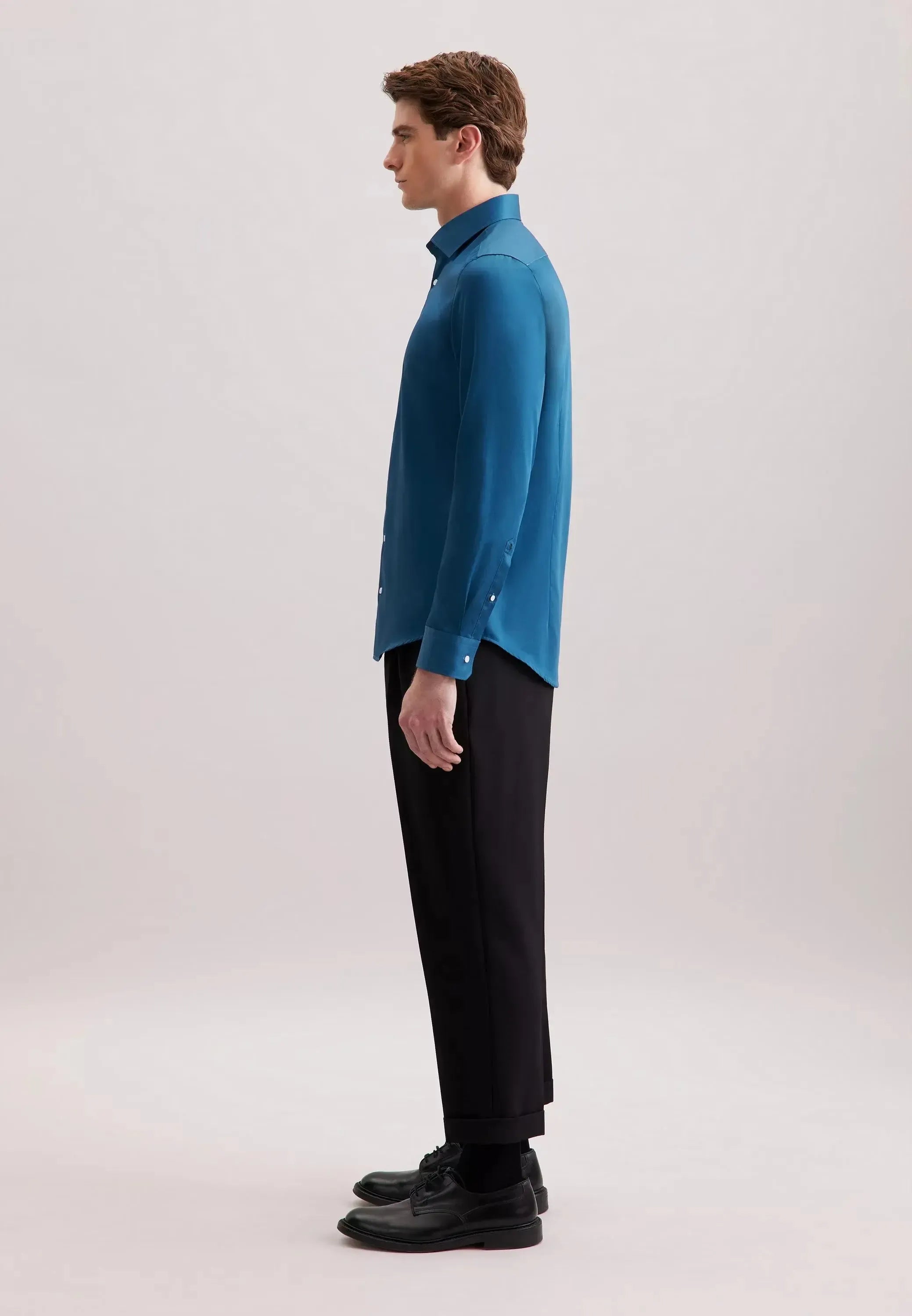 Shaped Fit Easy Iron New Kent Business Shirt Dark Teal-seidensticker uk