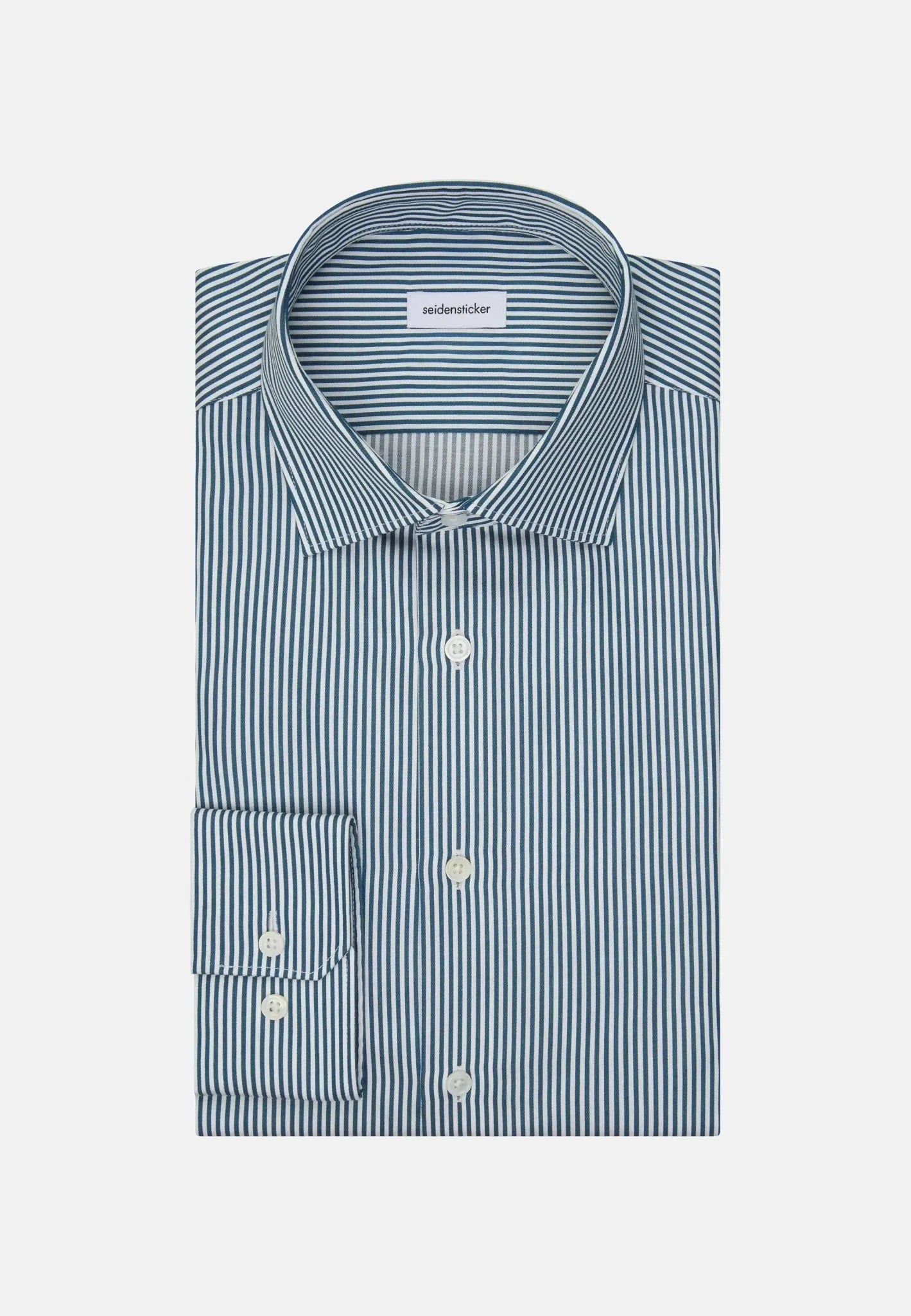 Seidensticker Shaped Fit Easy Iron New Kent Striped Business Shirt Dark Teal - 01.845080-78-38 - seidensticker.co.uk