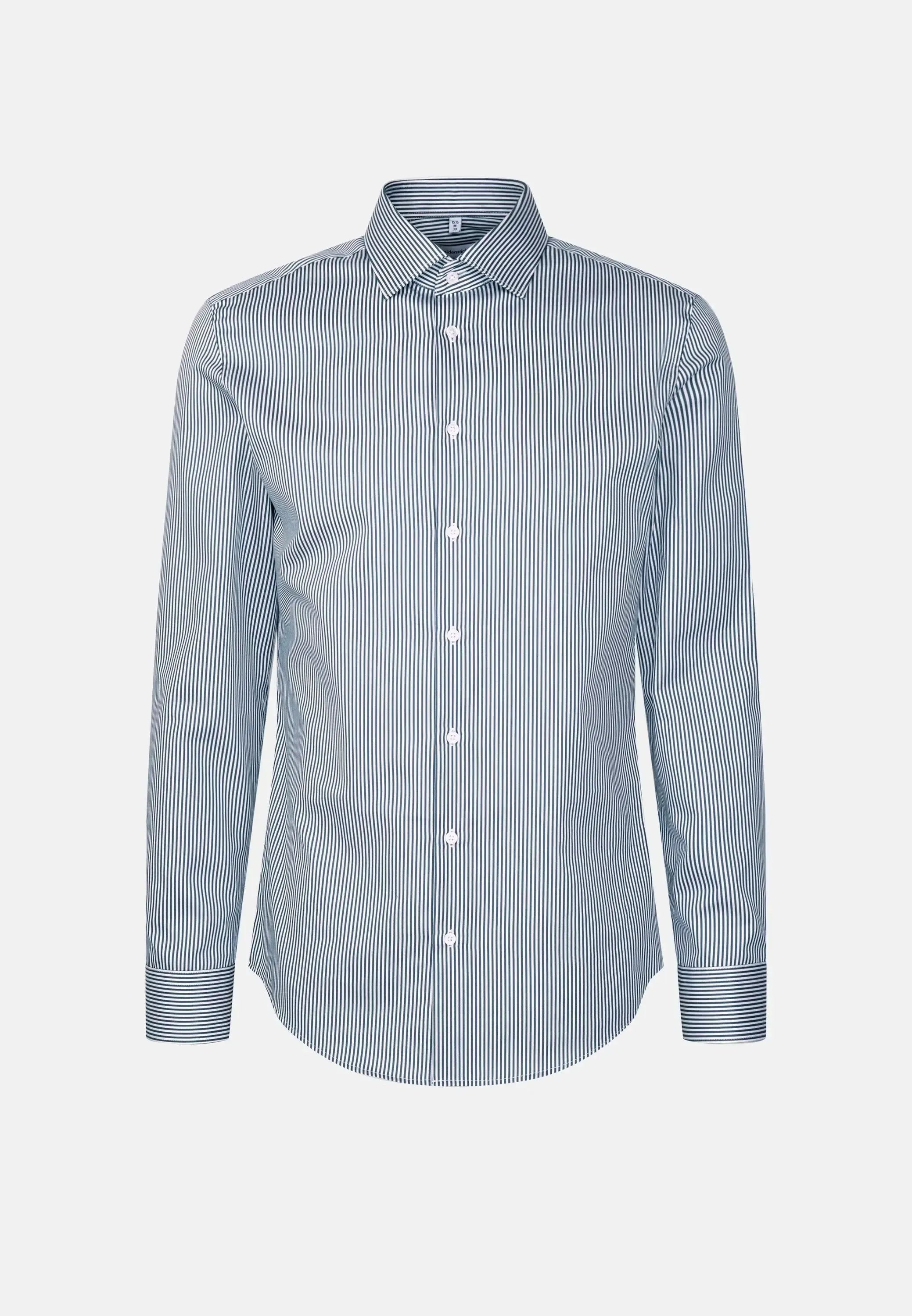 Shaped Fit Easy Iron New Kent Striped Business Shirt Dark Teal-seidensticker uk