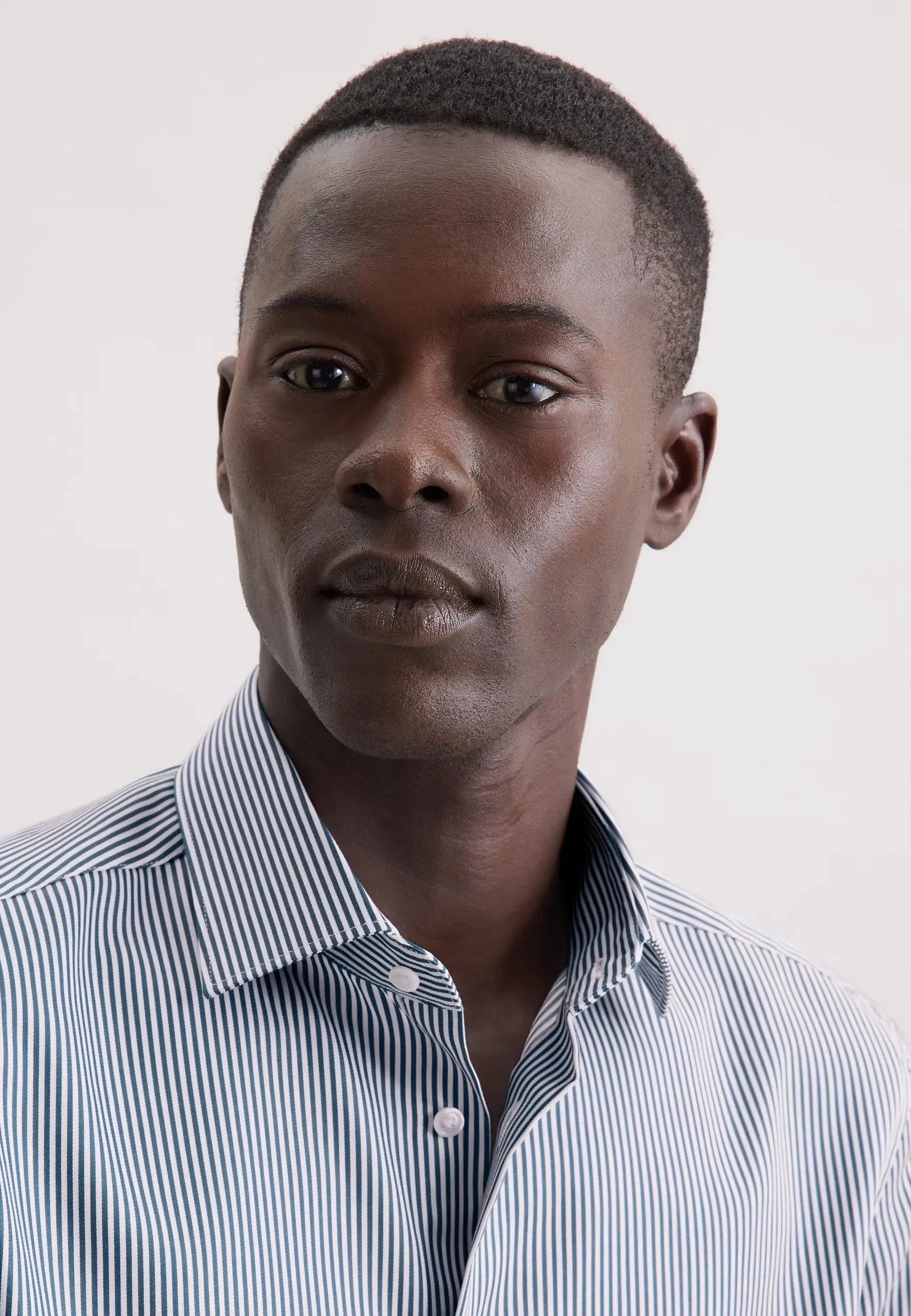 Shaped Fit Easy Iron New Kent Striped Business Shirt Dark Teal-seidensticker uk