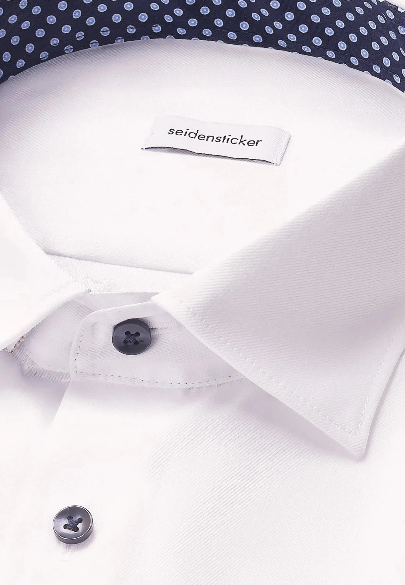 Seidensticker Shaped Fit No Iron Contrast Kent Collar Business Shirt White - 01.845539-01-38 - seidensticker.co.uk