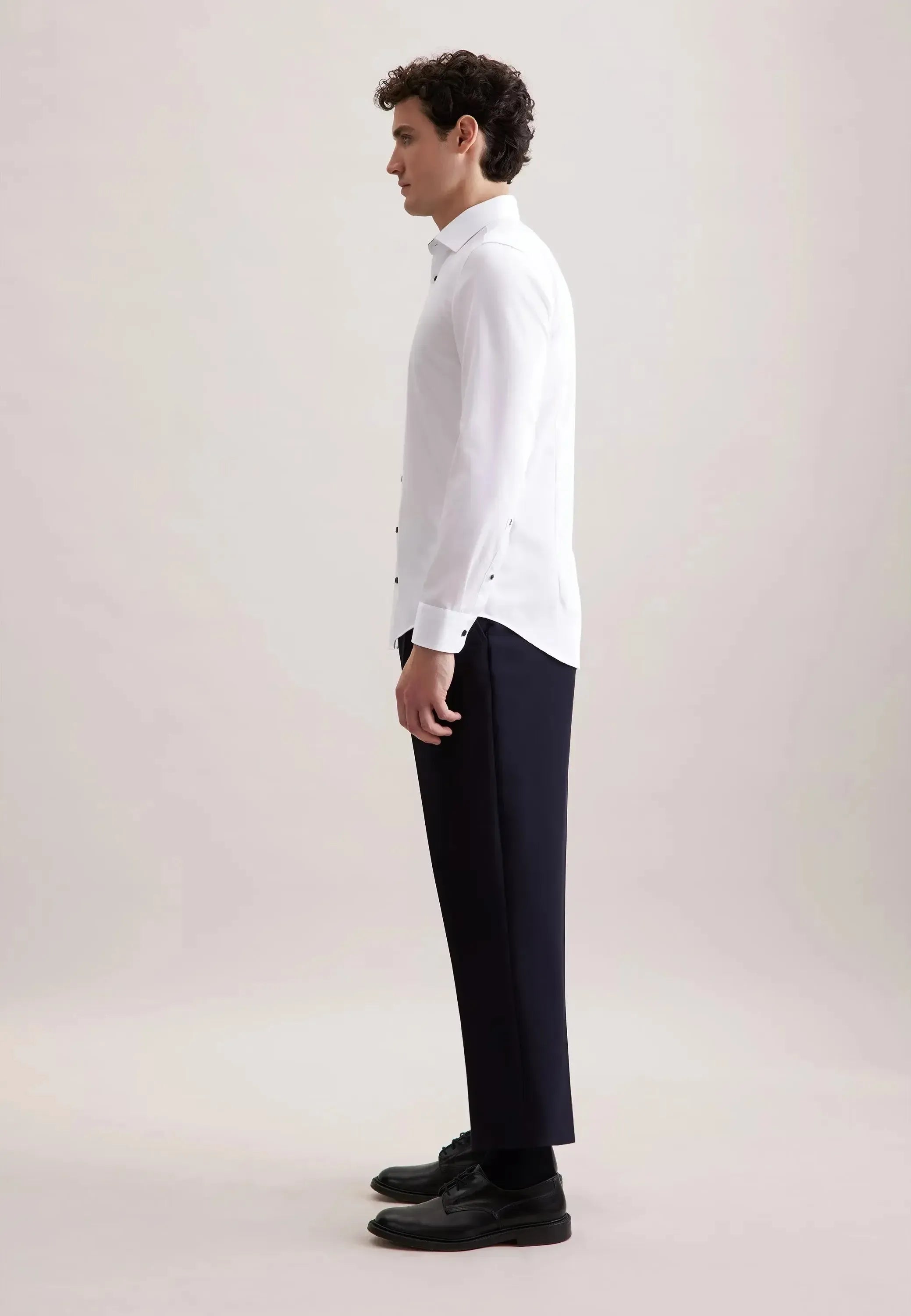 Shaped Fit No Iron Contrast Kent Collar Business Shirt White-seidensticker uk
