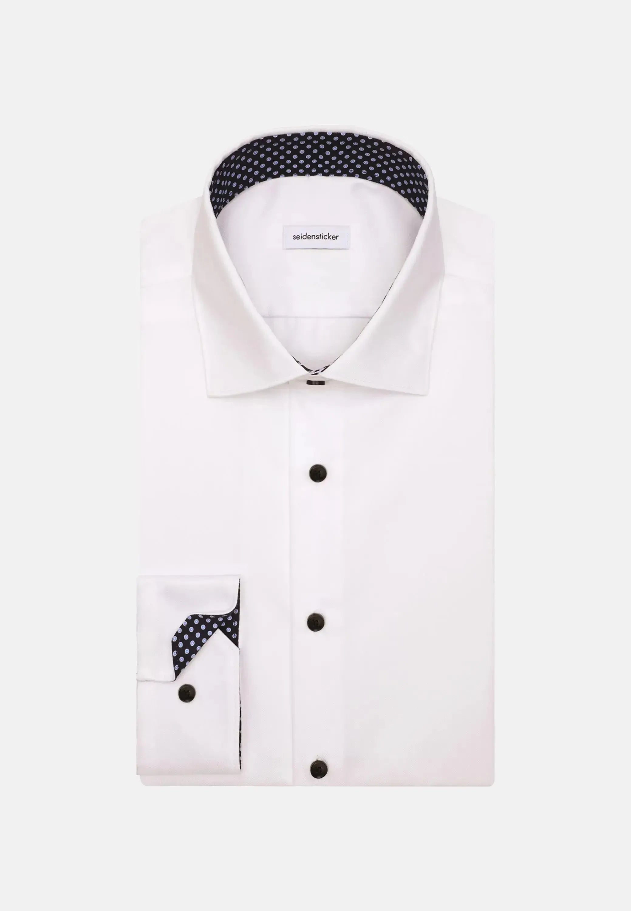 Shaped Fit No Iron Contrast Kent Collar Business Shirt White-seidensticker uk