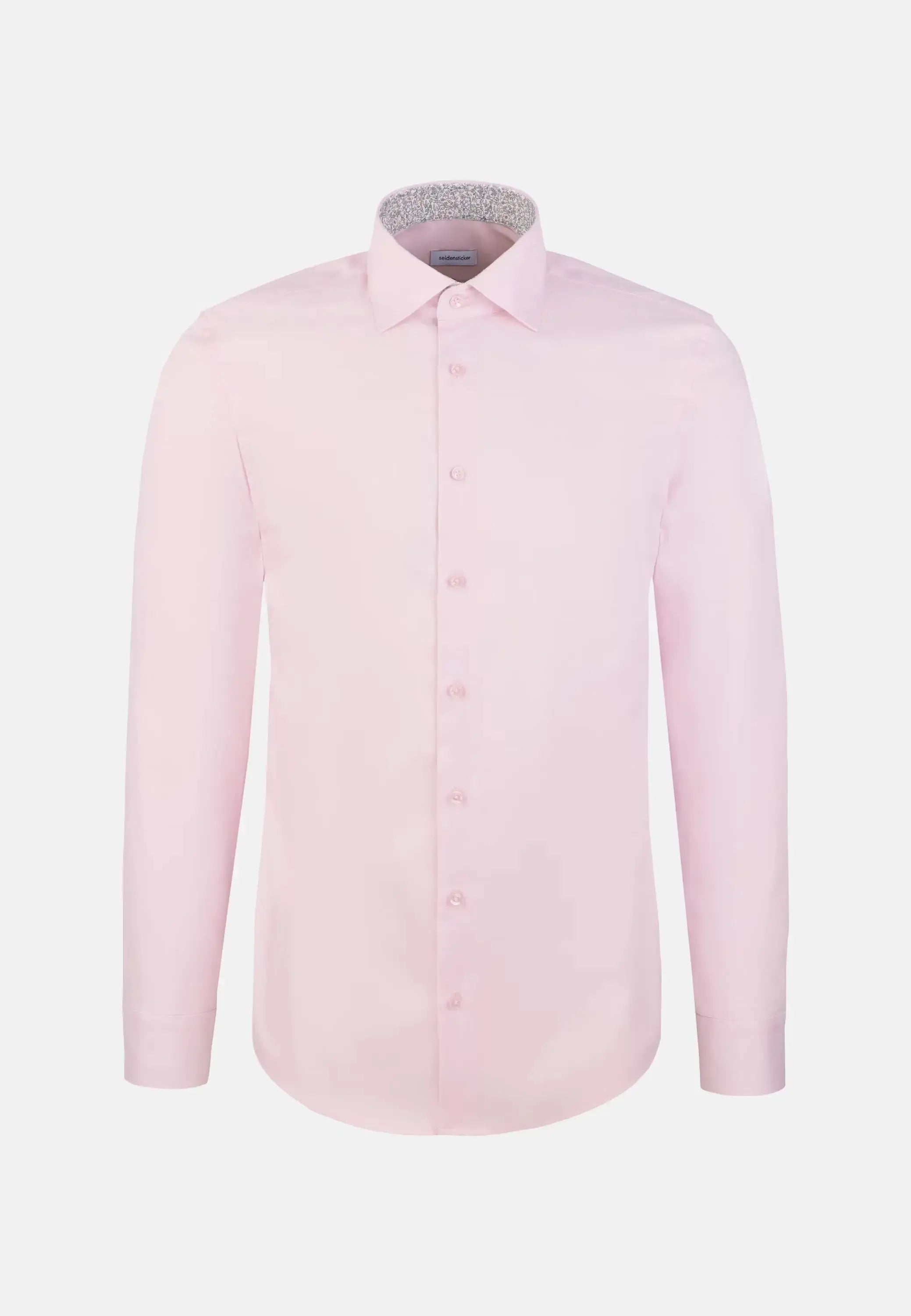 Shaped Fit No Iron Contrast Patched Kent Collar Business Shirt Pink-seidensticker uk