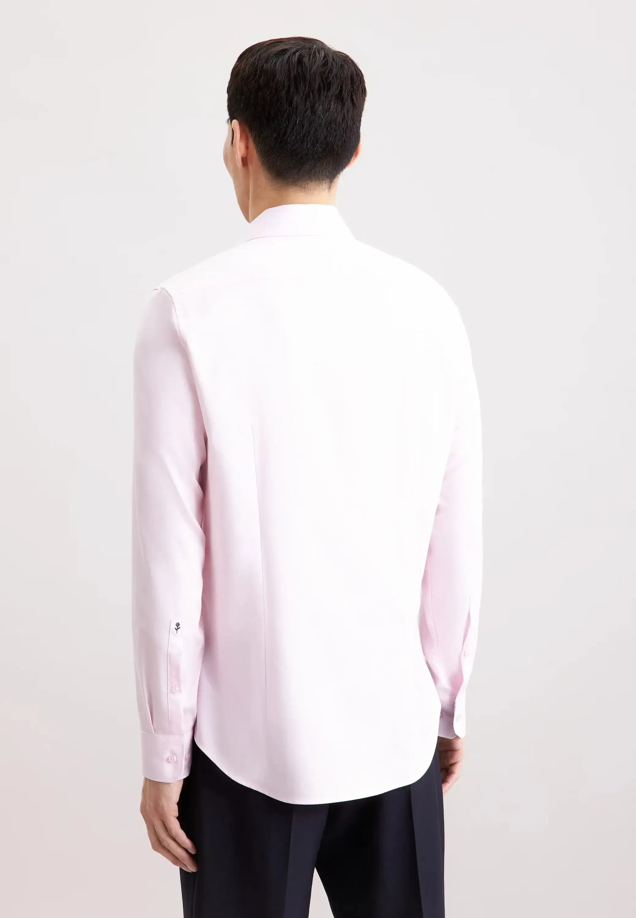 Shaped Fit No Iron Contrast Patched Kent Collar Business Shirt Pink-seidensticker uk