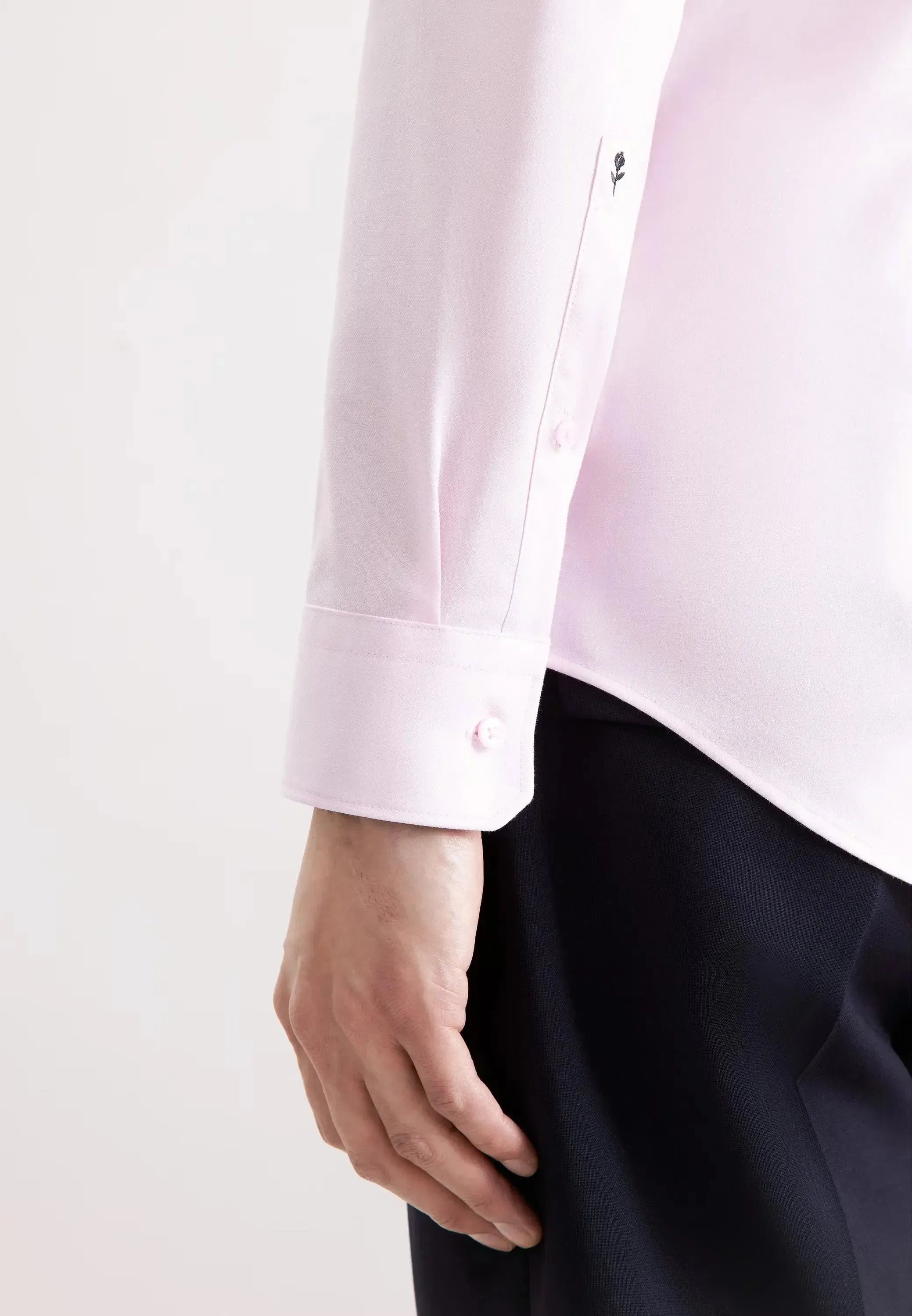 Shaped Fit No Iron Contrast Patched Kent Collar Business Shirt Pink-seidensticker uk