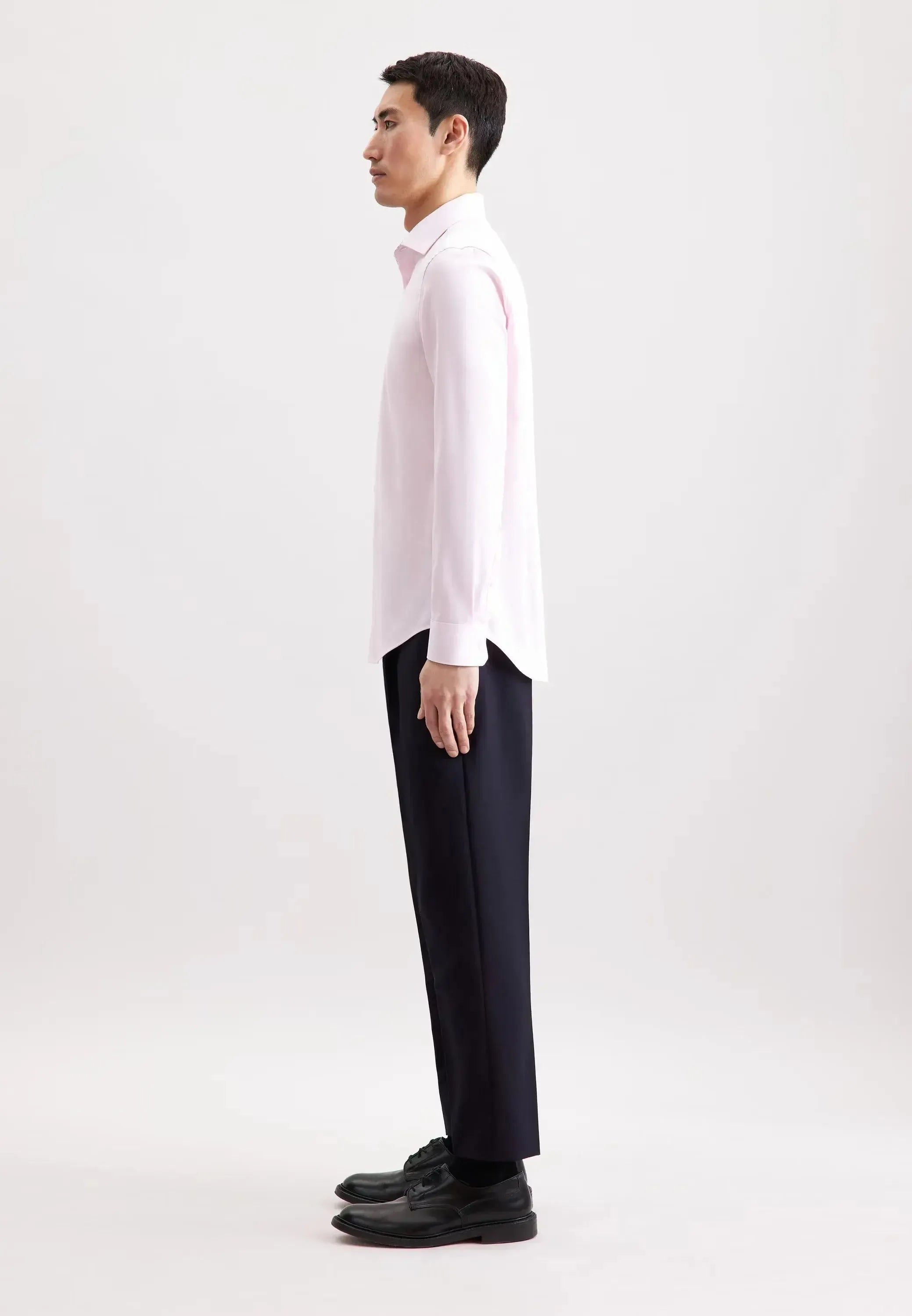 Shaped Fit No Iron Contrast Patched Kent Collar Business Shirt Pink-seidensticker uk