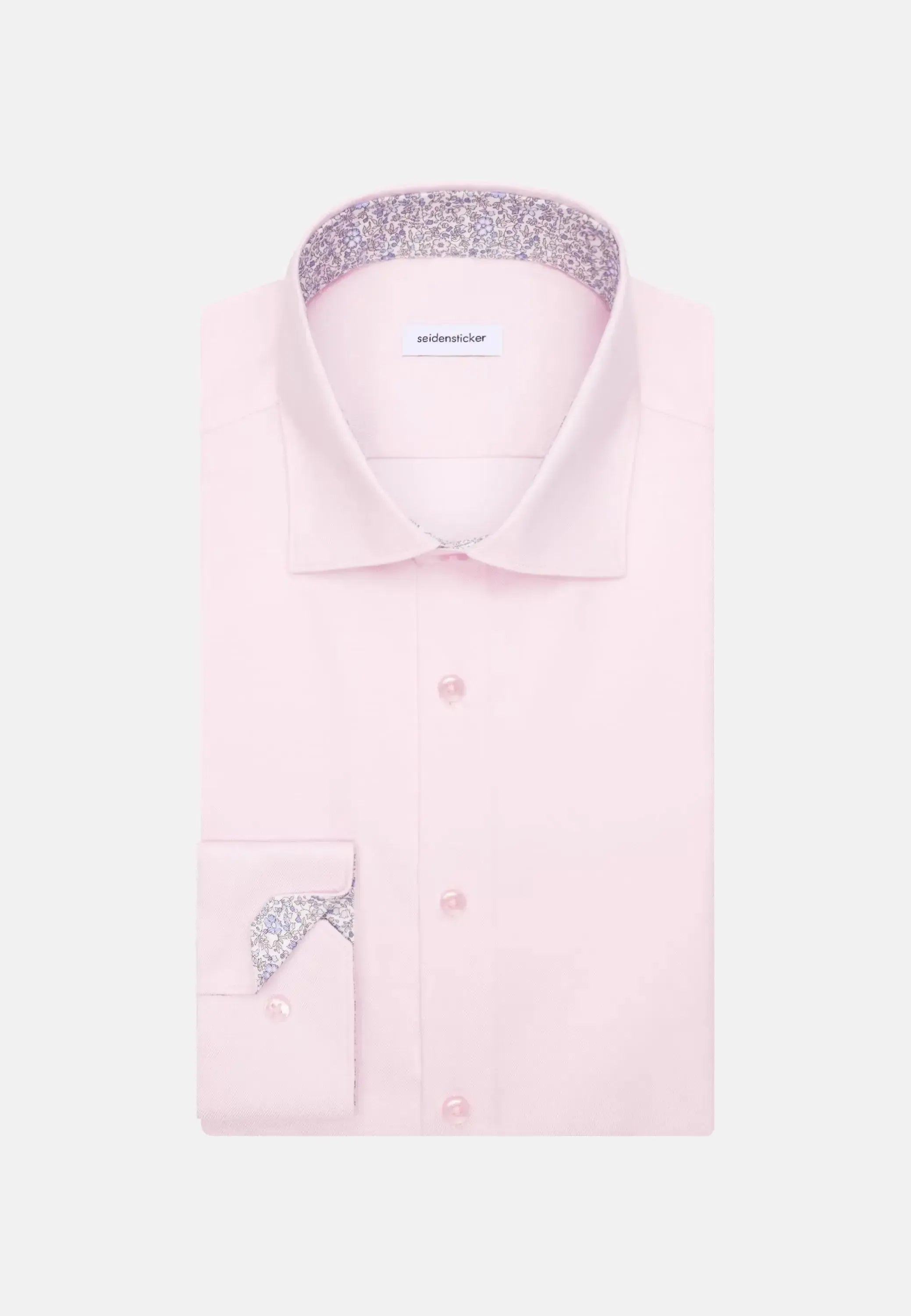Shaped Fit No Iron Contrast Patched Kent Collar Business Shirt Pink-seidensticker uk