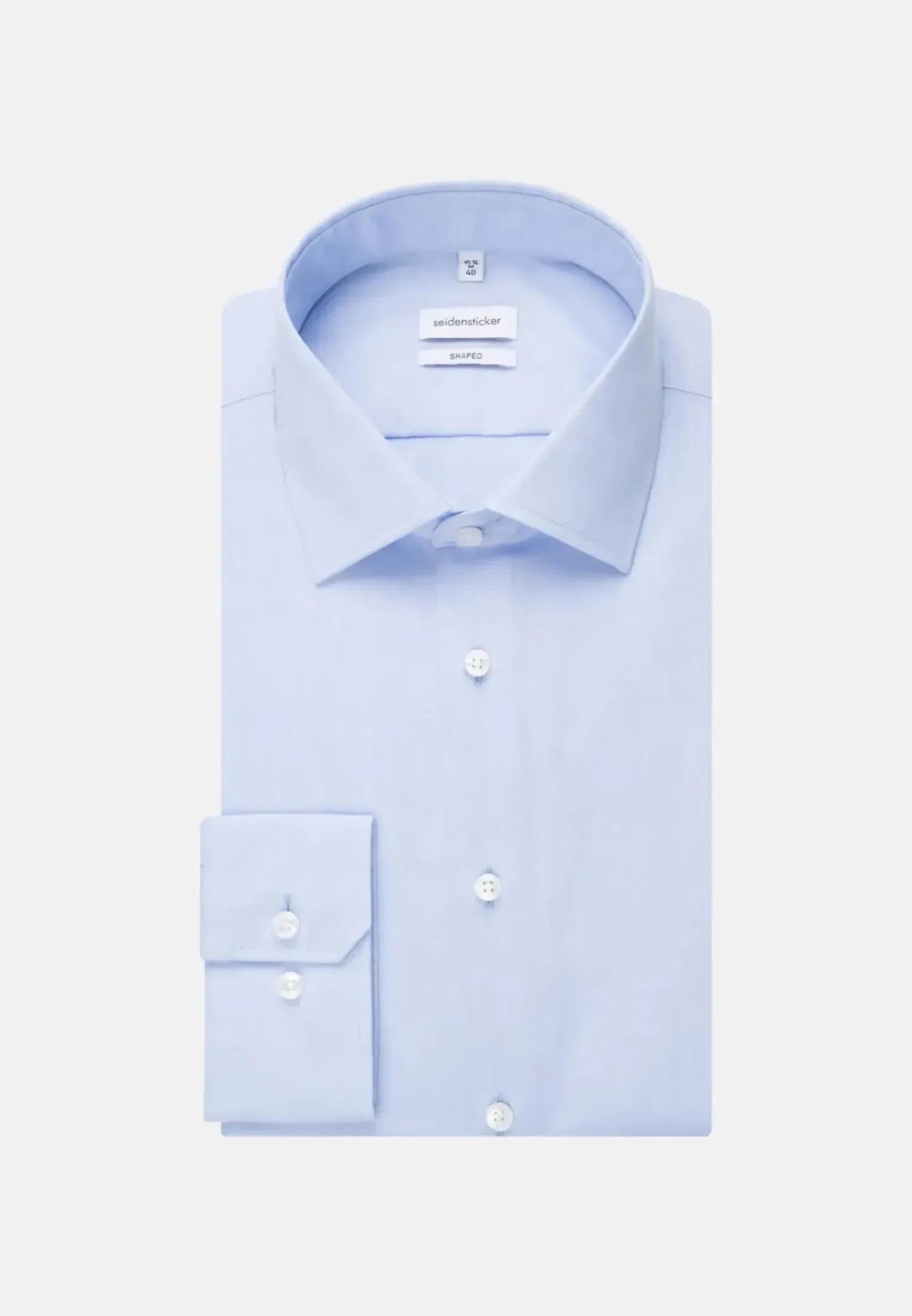 Seidensticker Shaped Fit No Iron Kent Collar Business Shirt Light Blue - 01.022000-15-38 - seidensticker.co.uk