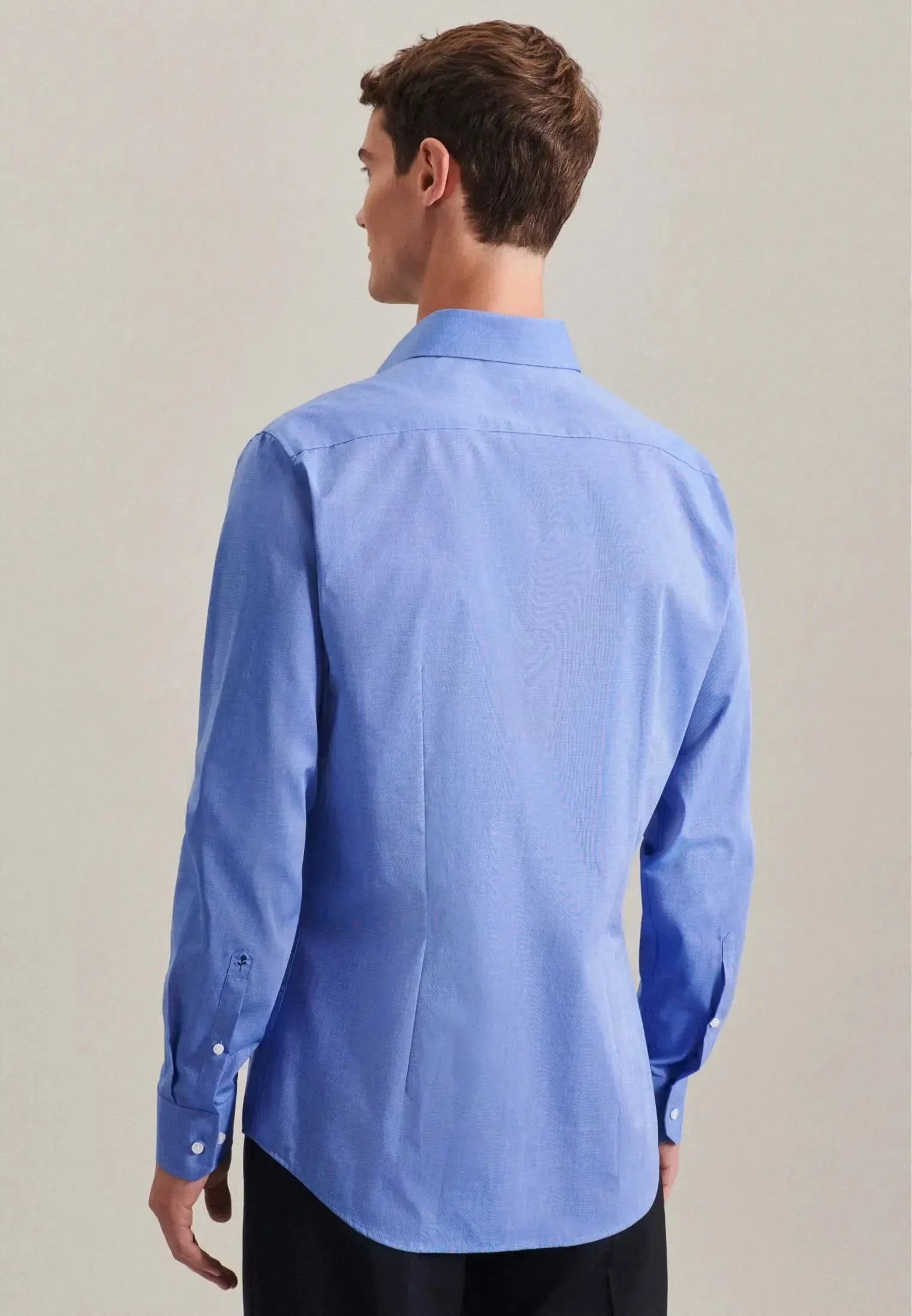 Shaped Fit No Iron Kent Collar Business Shirt Mid Blue-seidensticker uk