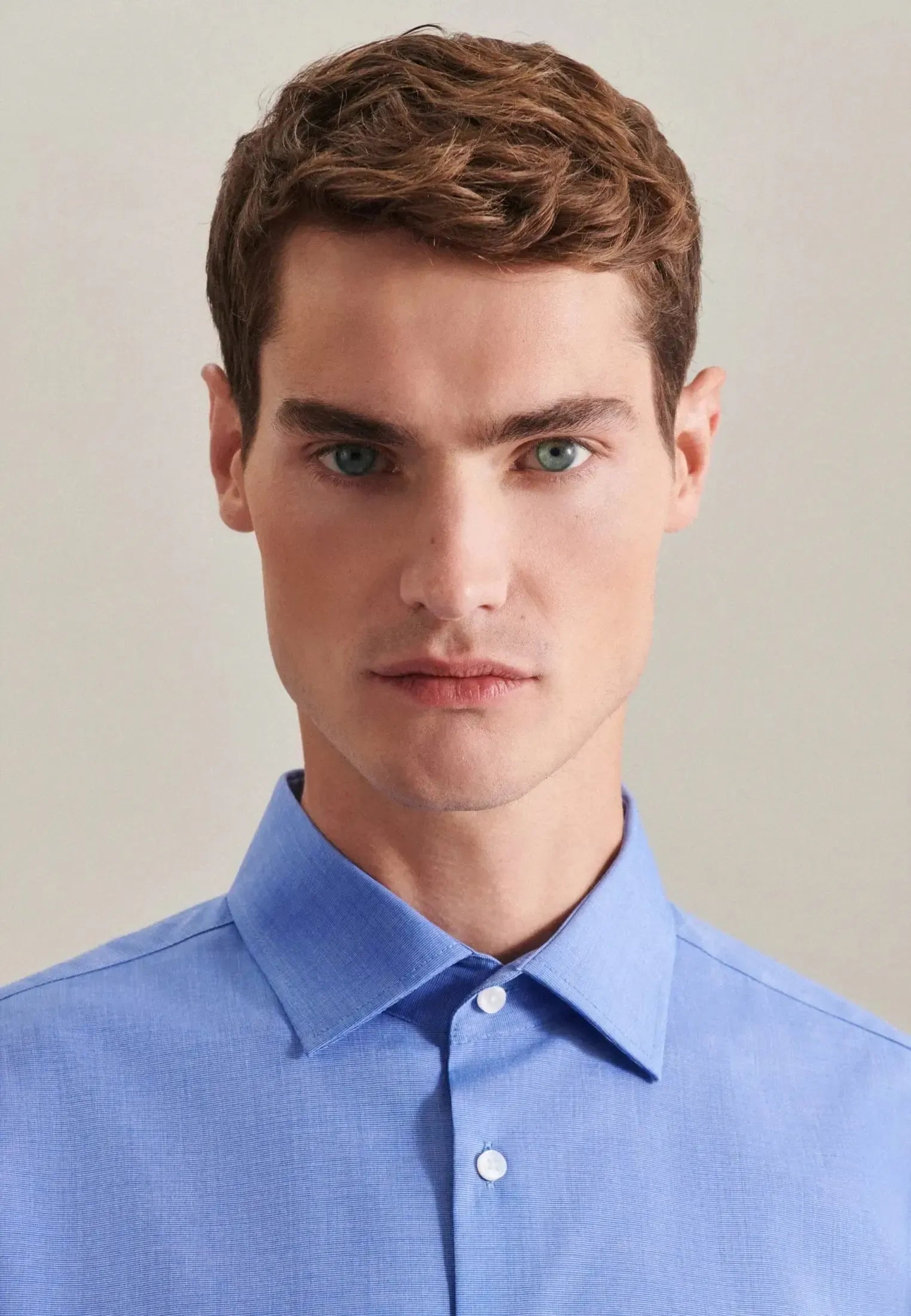 Shaped Fit No Iron Kent Collar Business Shirt Mid Blue-seidensticker uk