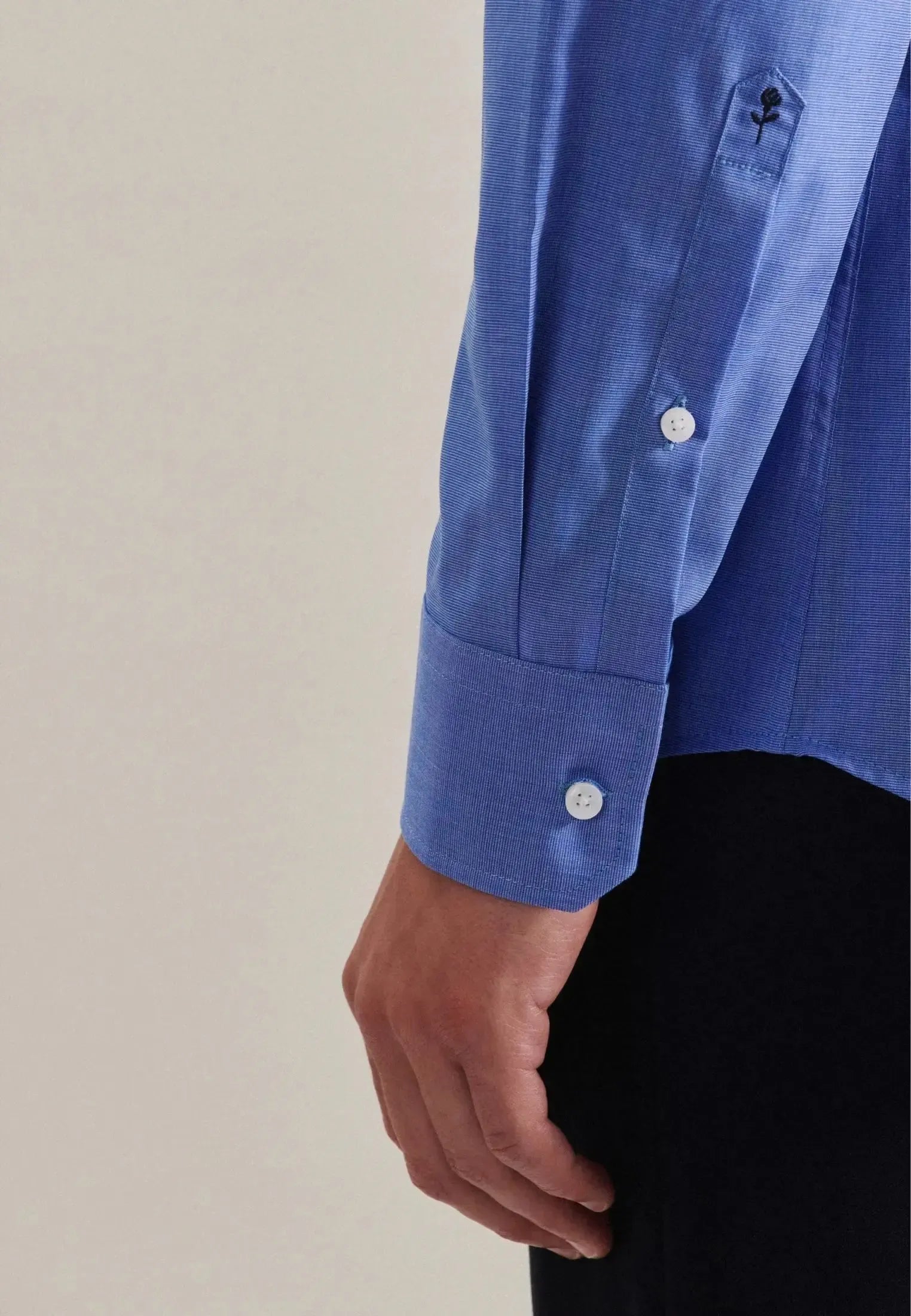 Shaped Fit No Iron Kent Collar Business Shirt Mid Blue-seidensticker uk