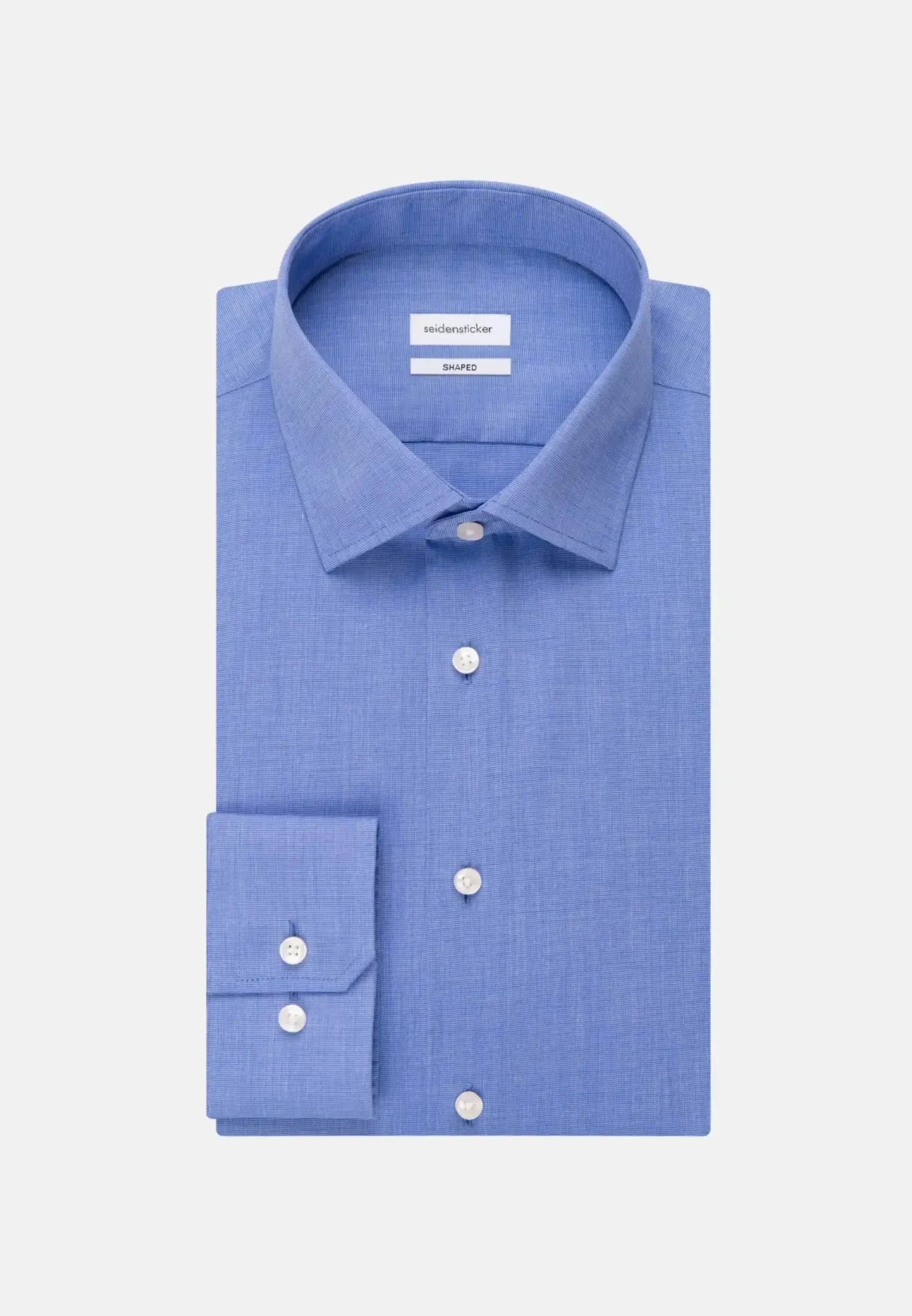 Shaped Fit No Iron Kent Collar Business Shirt Mid Blue-seidensticker uk