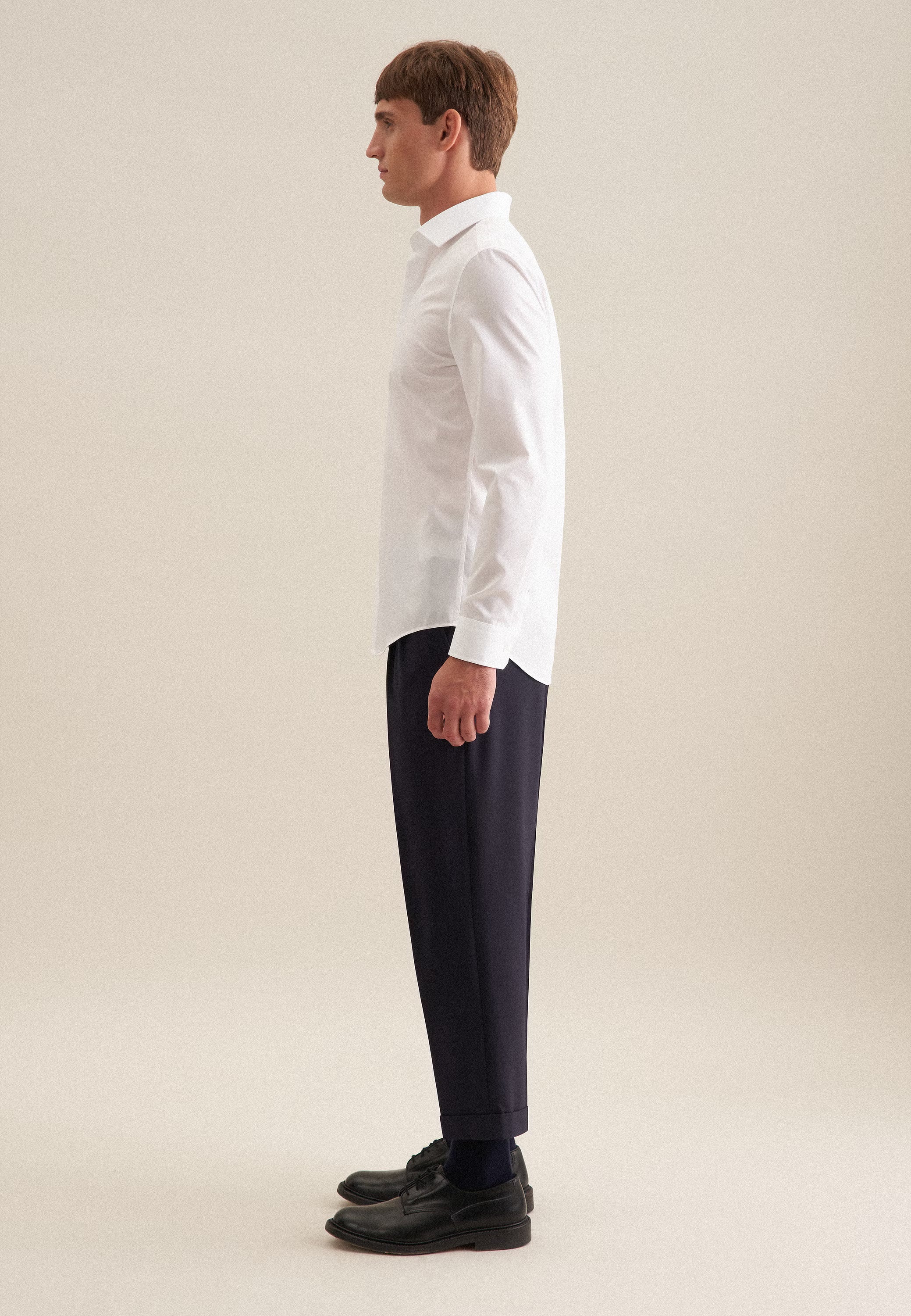 Shaped Fit No Iron Kent Collar Business Shirt White-seidensticker uk