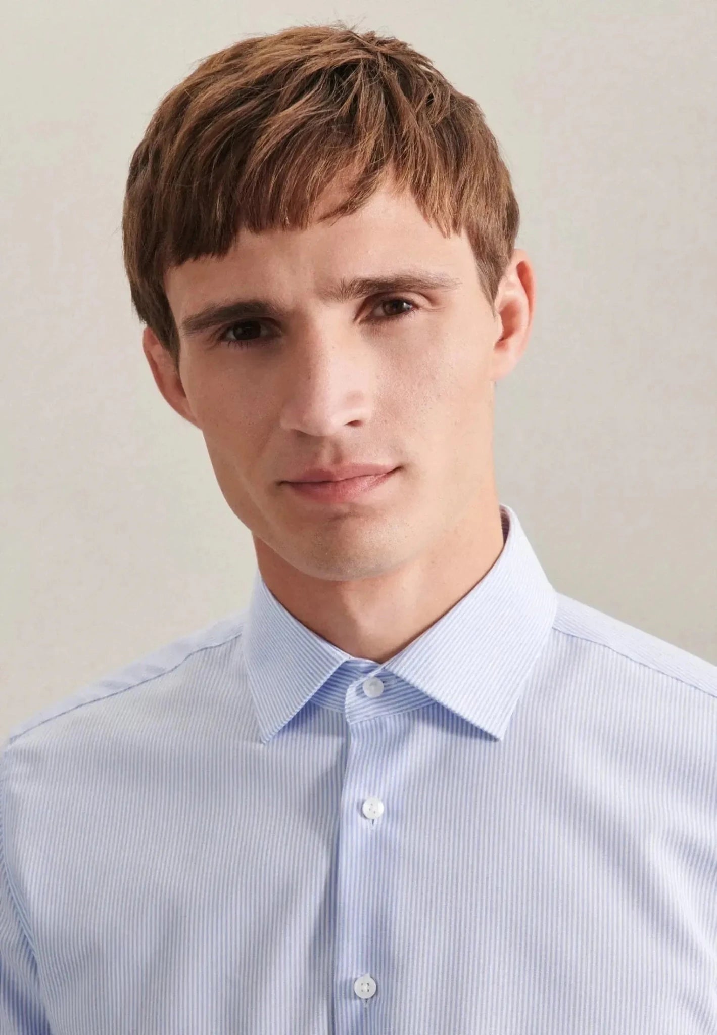 Seidensticker Shaped Fit No Iron Kent Collar Striped Business Shirt Light Blue - 01.293640-11-38 - seidensticker.co.uk