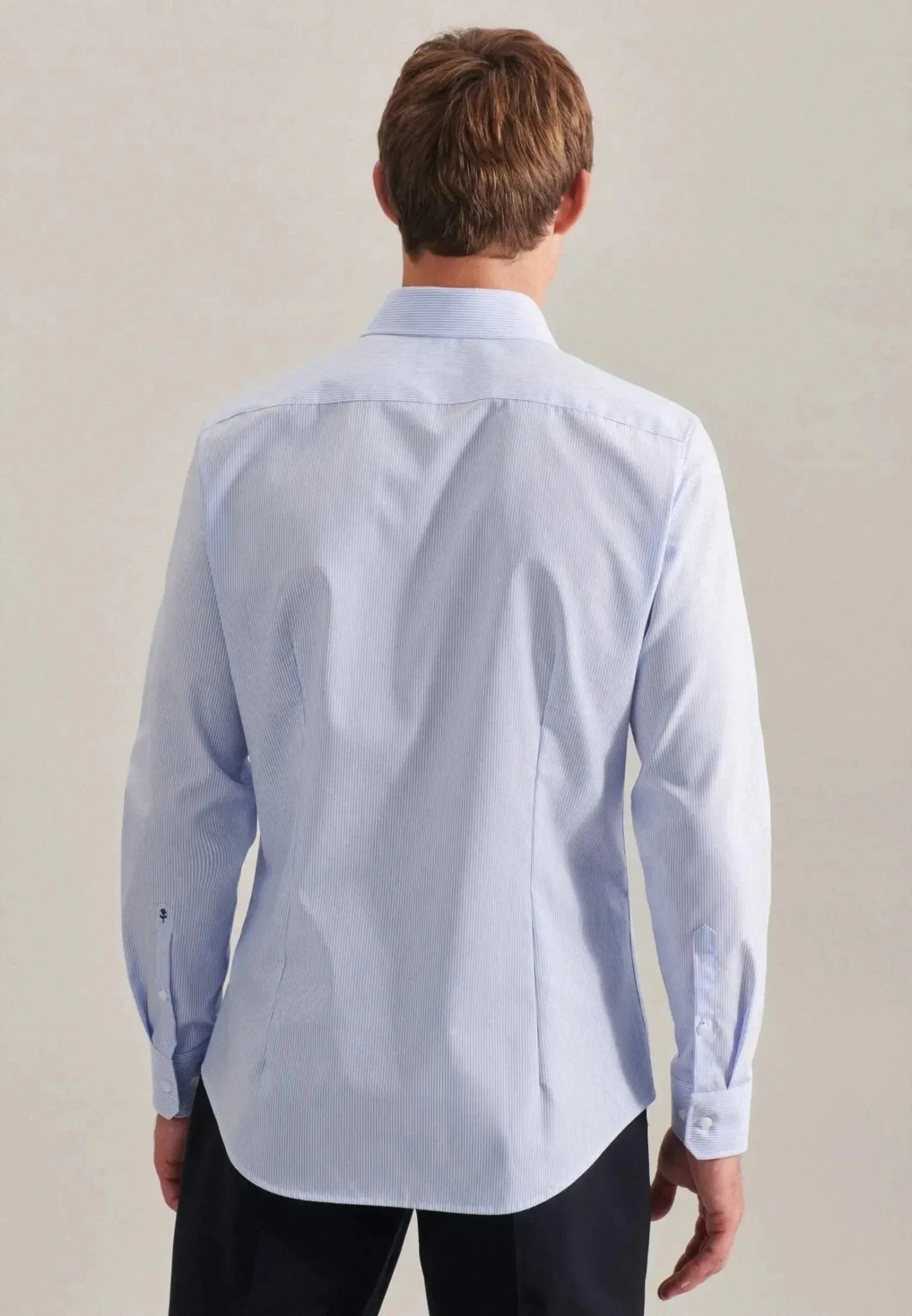 Seidensticker Shaped Fit No Iron Kent Collar Striped Business Shirt Light Blue - 01.293640-11-38 - seidensticker.co.uk