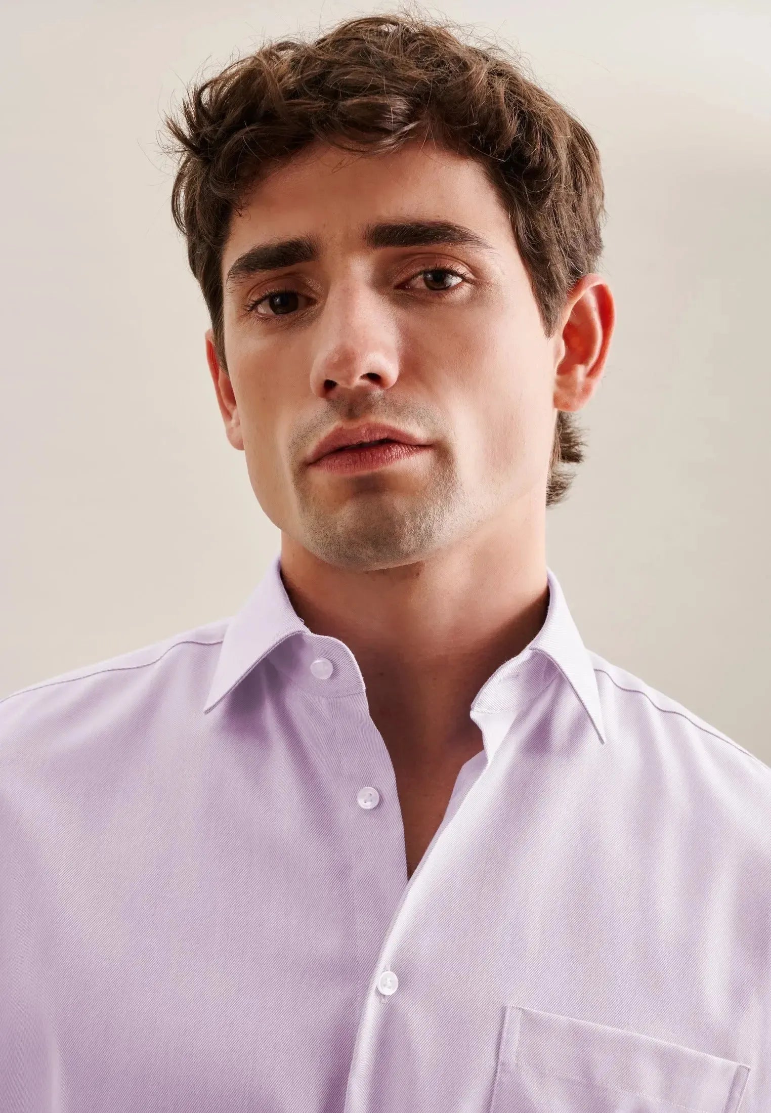 Shaped Fit No Iron New Kent Business Shirt Light Purple-seidensticker uk